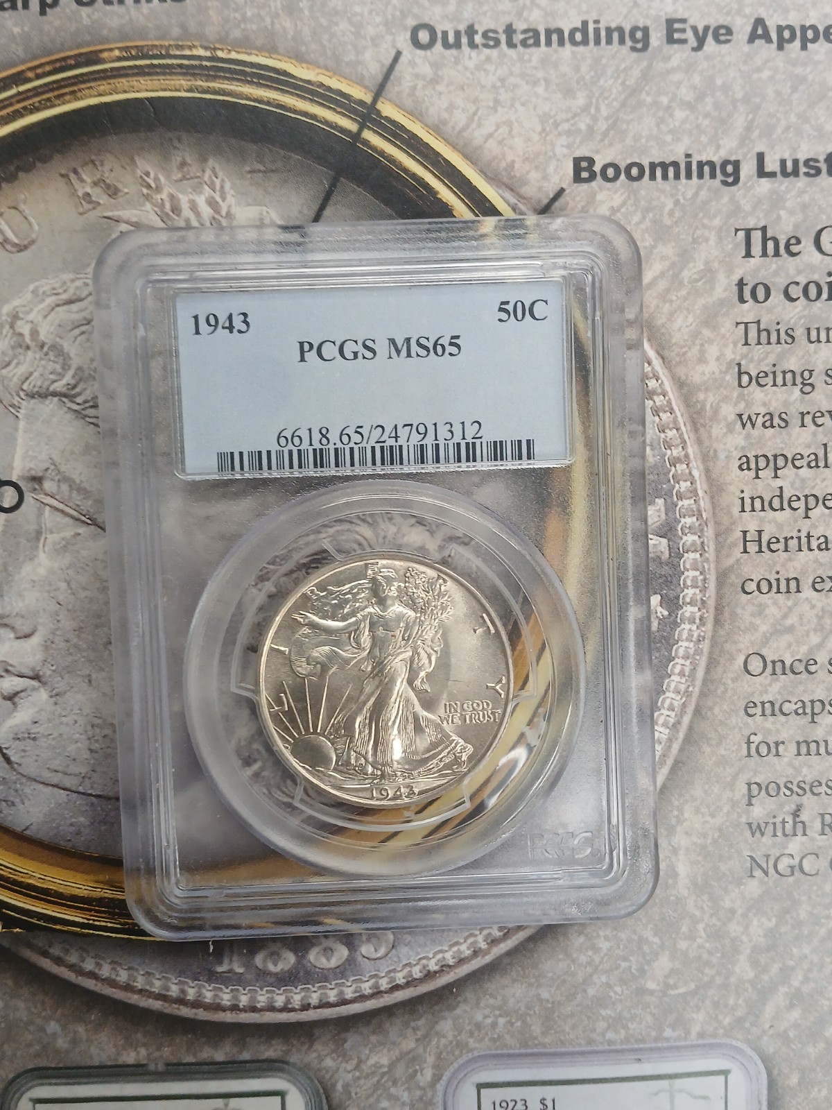 Silver 1943 50C PCGS MS65 Walking Liberty   TP 9554