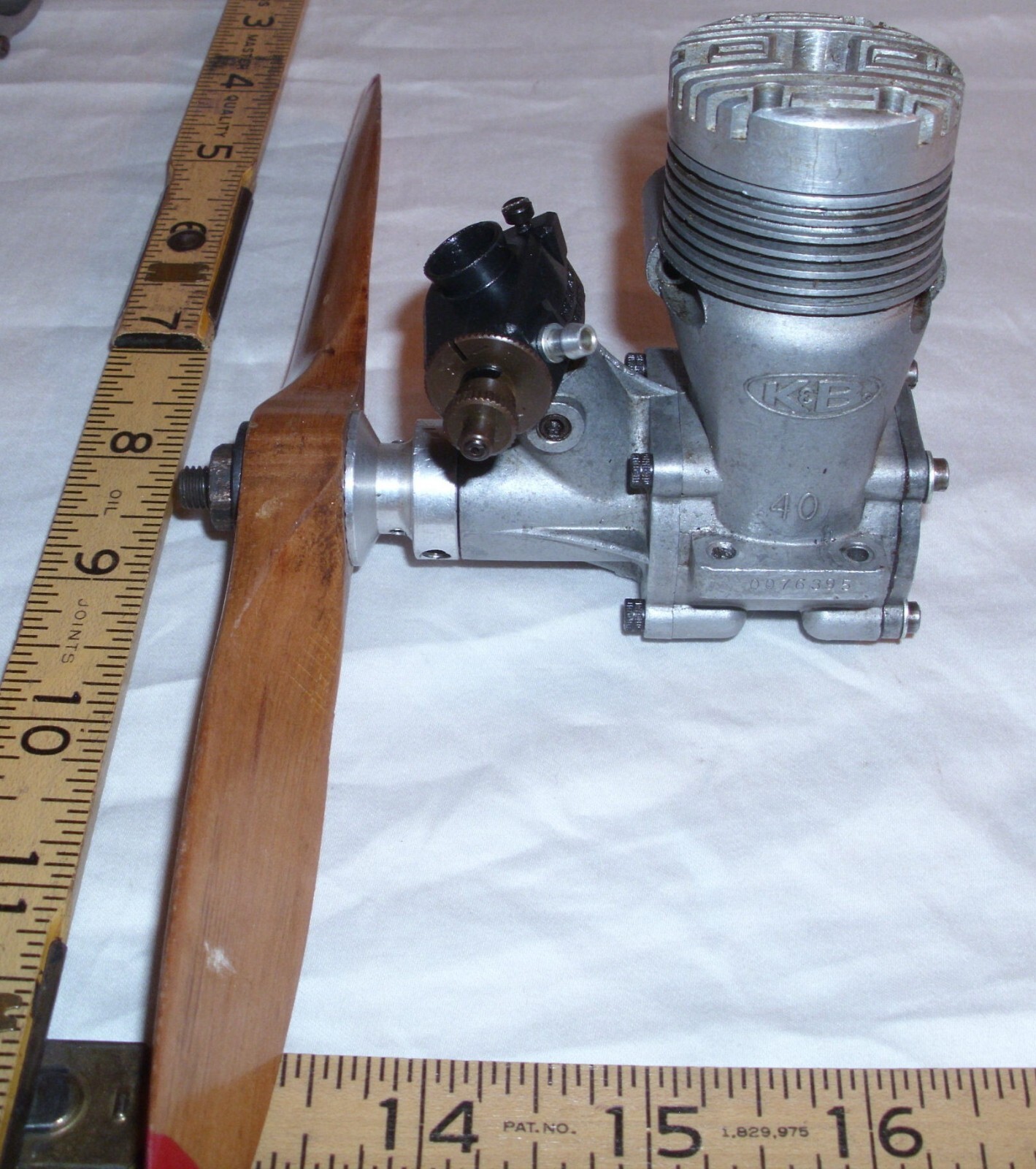 K&B LARGE GAS GLOW HEAD NITRO ENGINE FOR AIRPLANE WITH PROP & CARB. #3