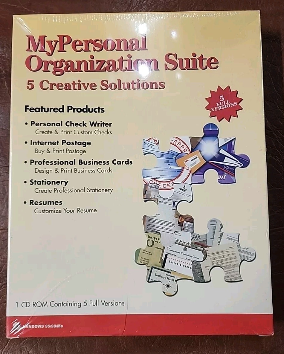 2000 MyPersonal Organization Suite 5 Creative Solutions PC CD-ROM Windows 95 New