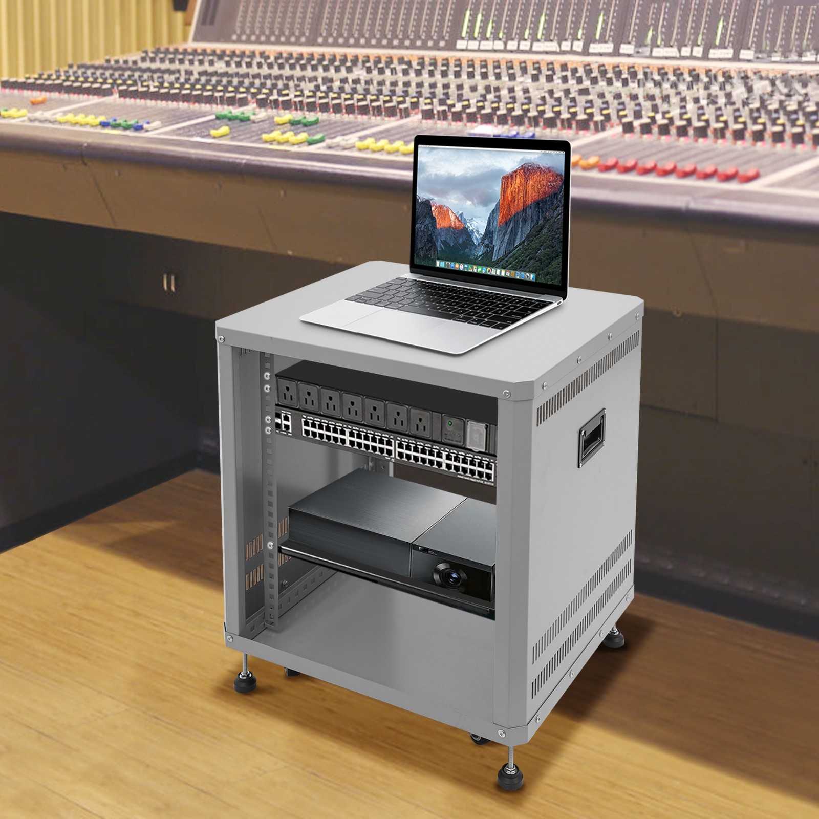 12U Network&Stereo Rack, Rolling Server Rack Open Cabinet with Caster Wheels