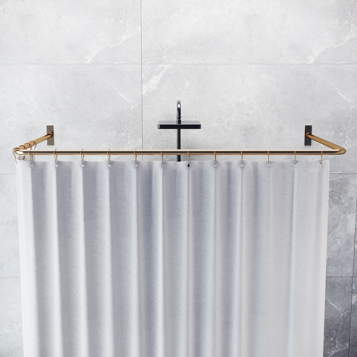Shower Curtain Rod Bright Solid Brass 3 Sided Shower Rod Renovators Supply