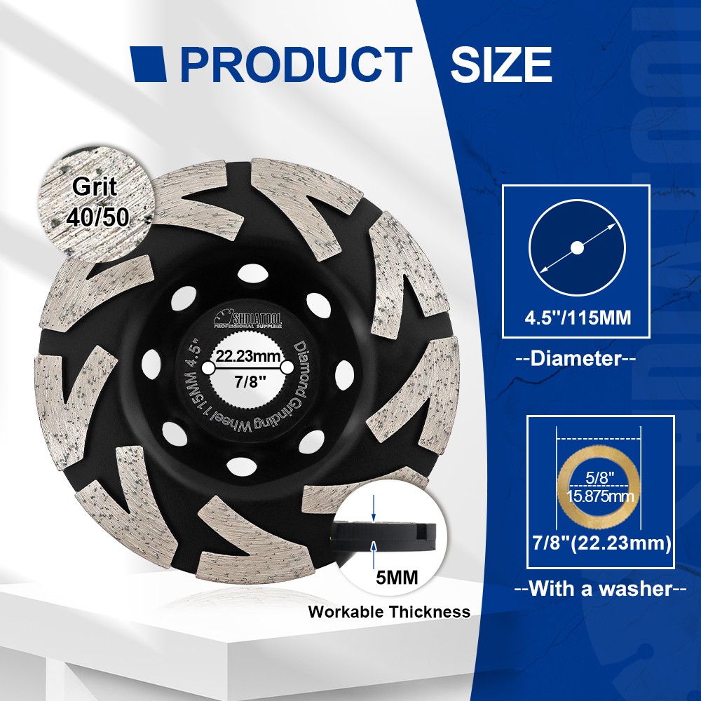 4.5'' Segment Cup Wheel Diamond Concrete Epoxy Marble Grinding Angle Grinder
