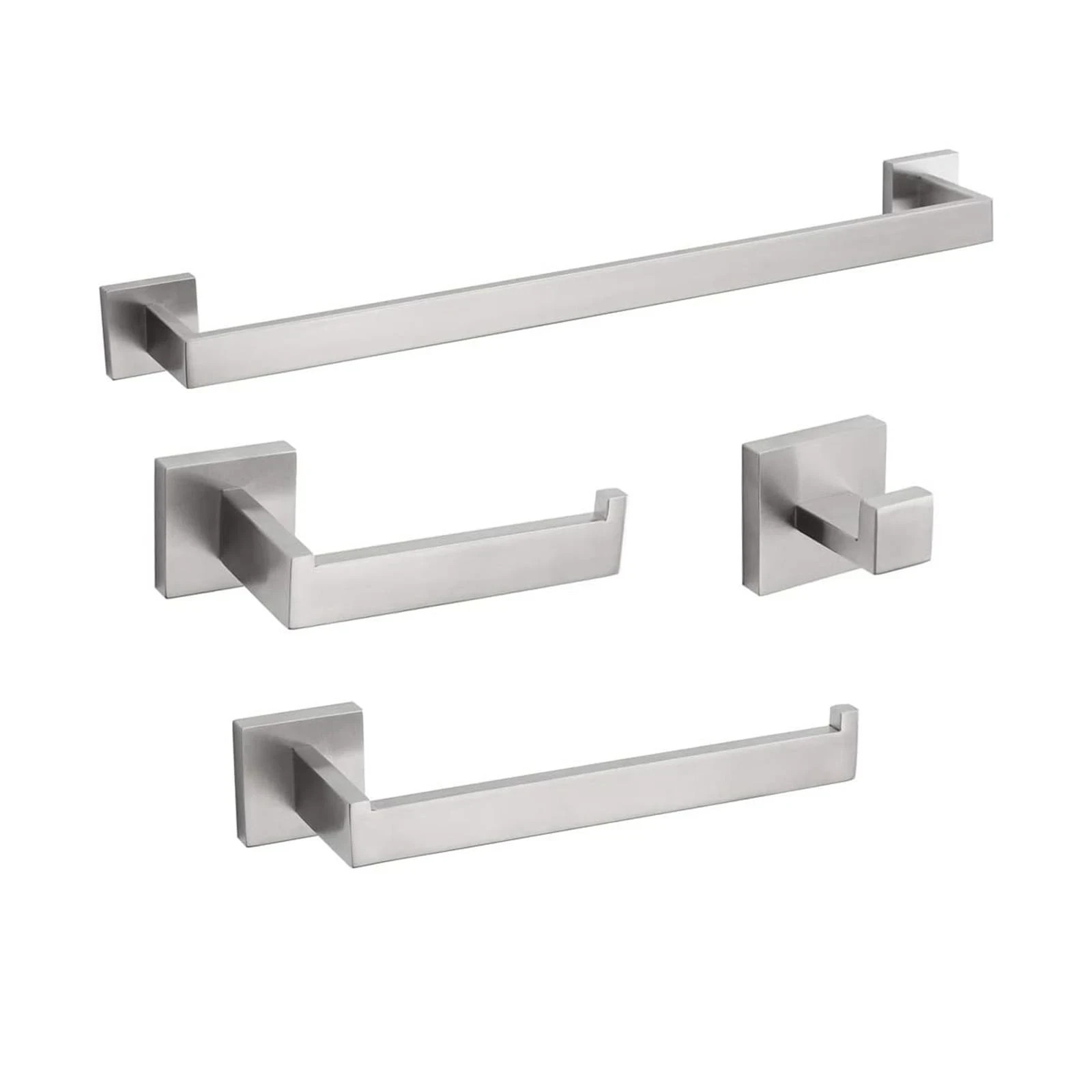 4Pieces Matte Bathroom Hardware Accessories Set 24 Inch Towel Bar Towe Silver