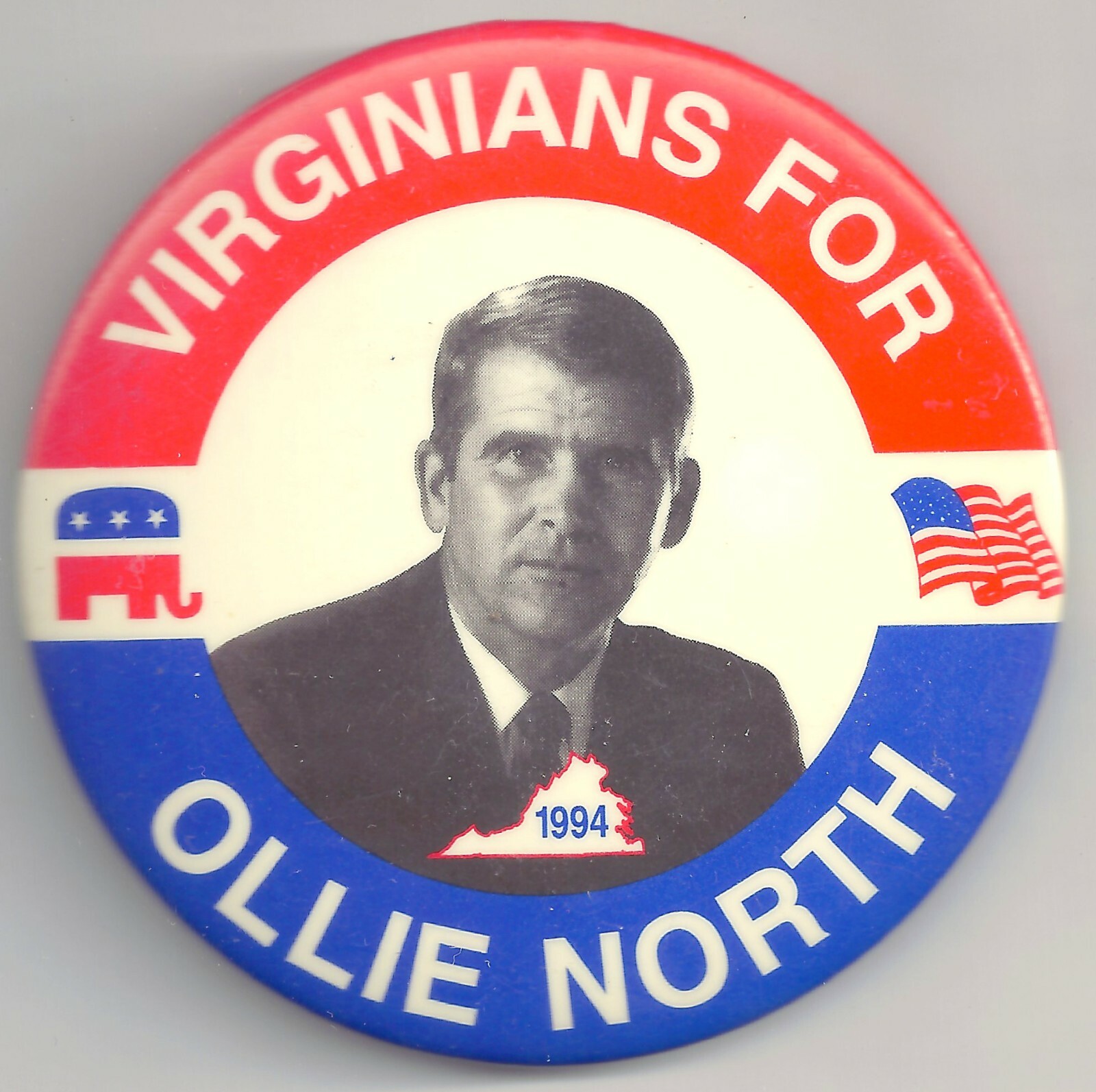 Oliver North Virginia US Senate Nominee 1994 Pin VIRGINIANS For OLLIE NORTH pin