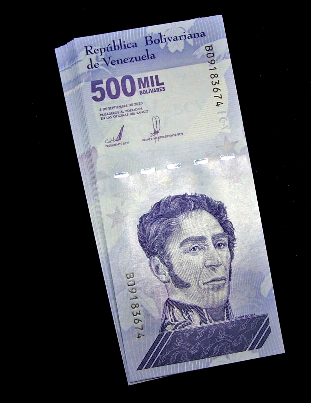 25 pcs x Venezuela 500 Mil (500,000) Bolivares banknotes- UNCIRCULATED