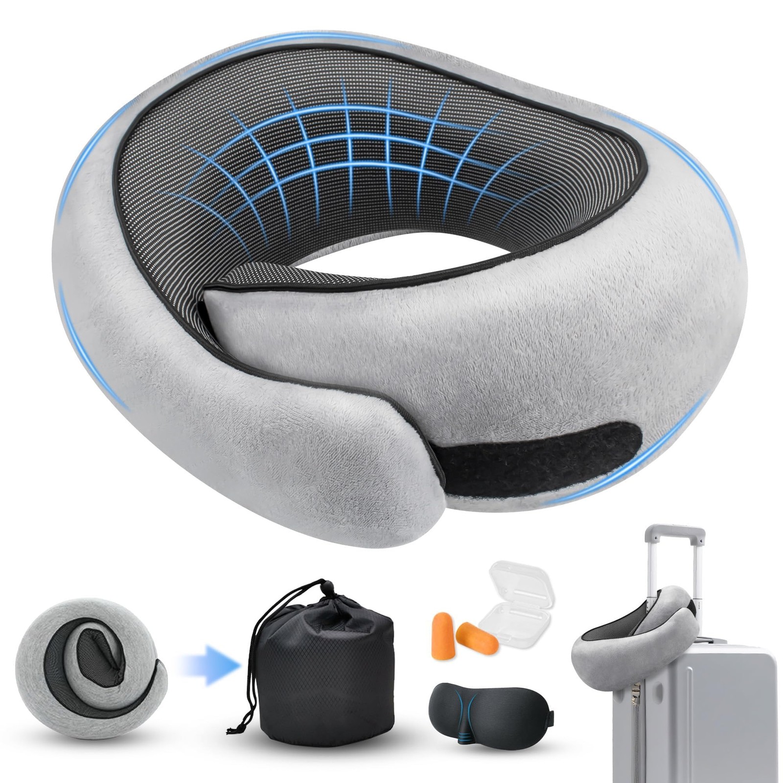 Neck Pillow for Traveling, Travel Pillows for Airplanes 2025 New 100% Pure Me...