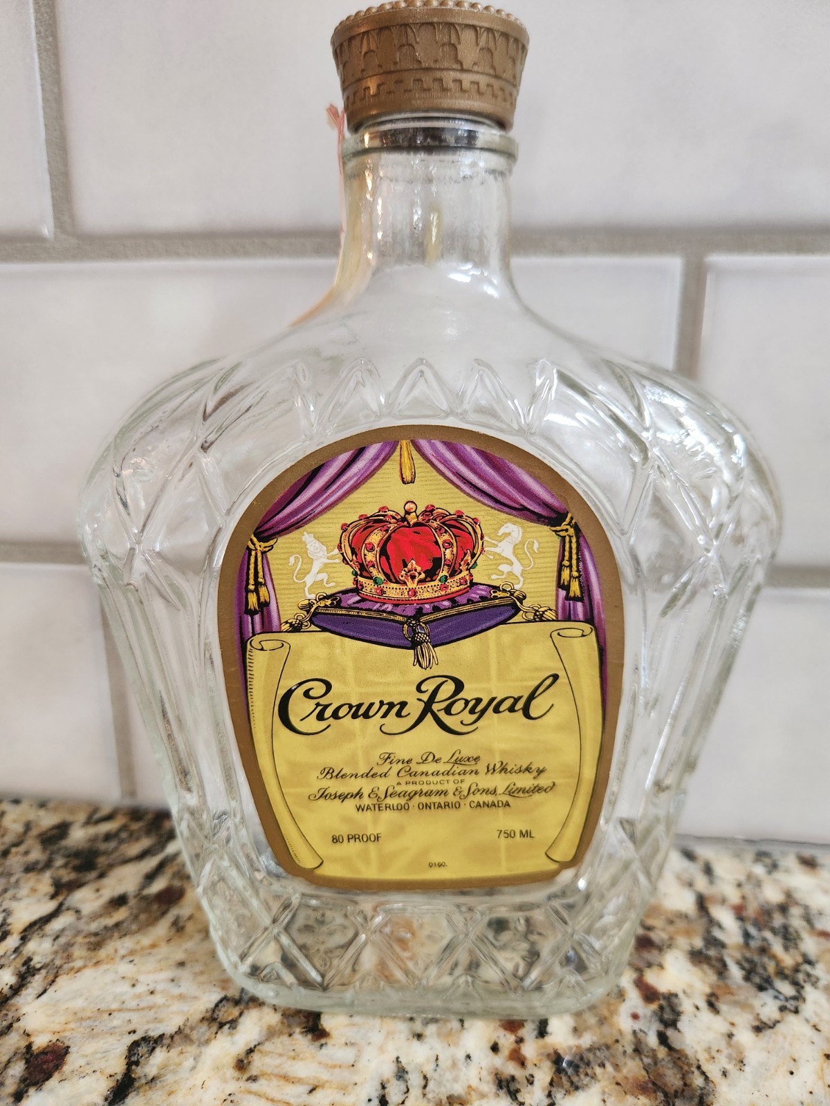 Crown Royal Empty Bottle 750ML Blended Canadian Whiskey Seagram Vintage