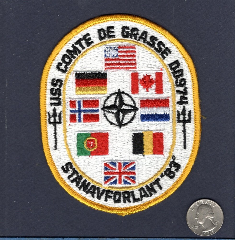 DD 974 USS COMTE DE GRASSE STANAVFORLANT 1983 US NAVY Destroyer Ship Patch