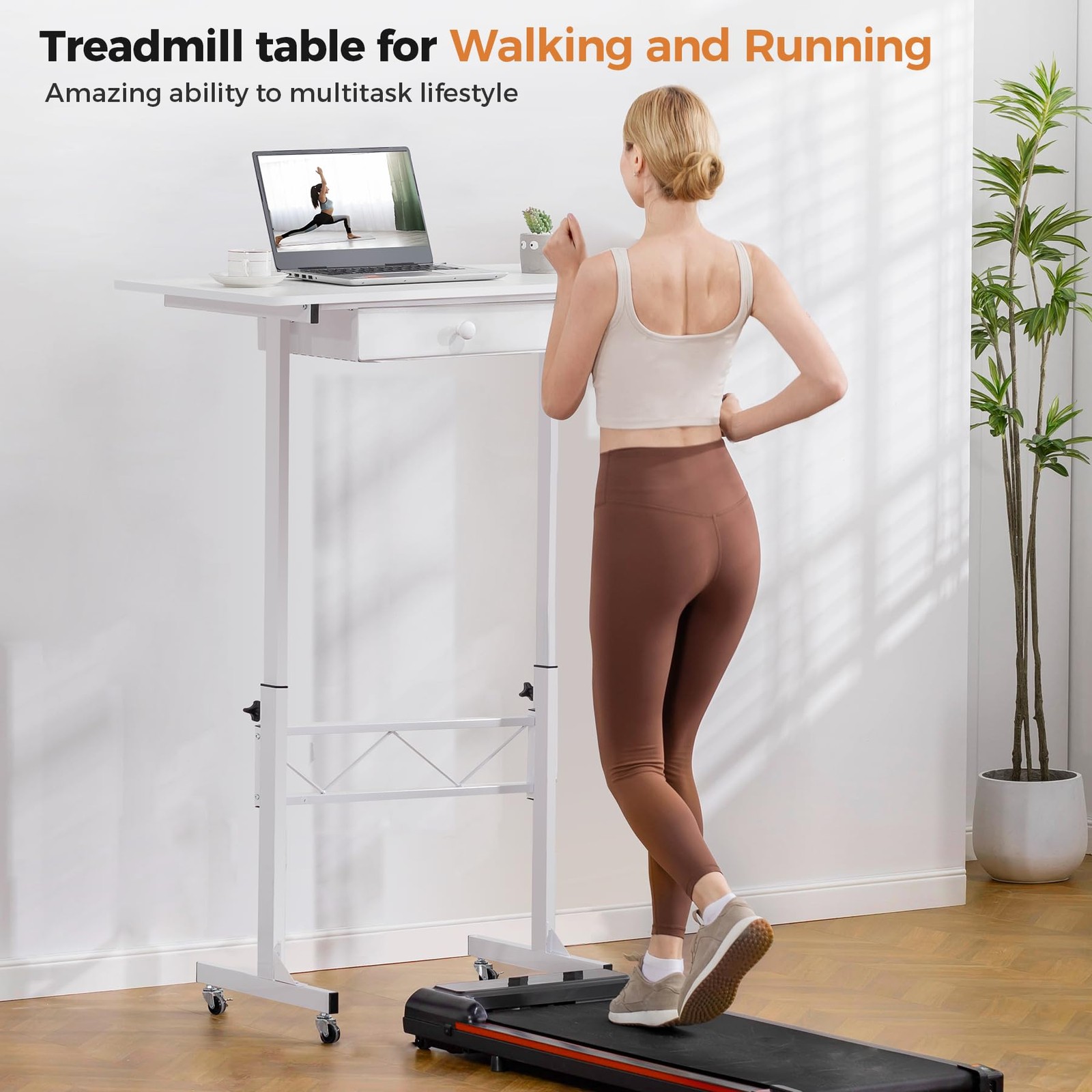 Small Standing Desk Adjustable Height Small Computer Desk Mobile Portable Rol...