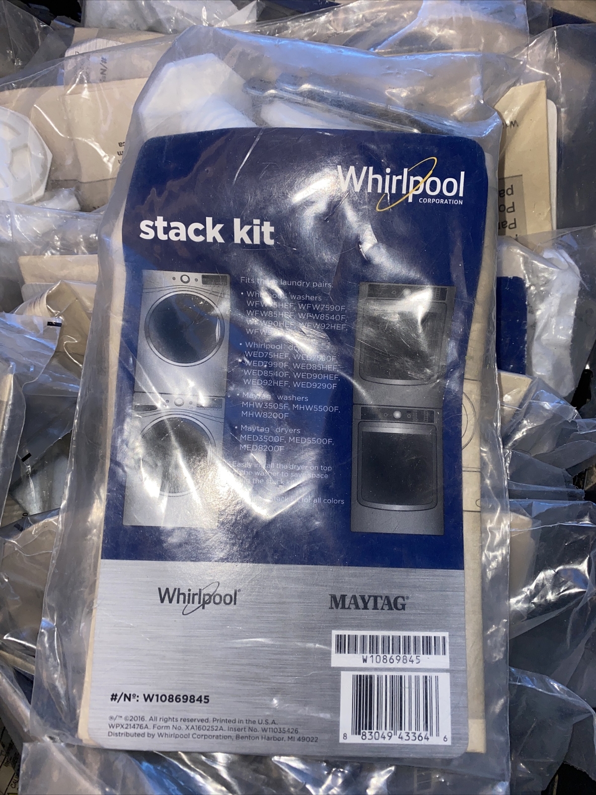 NEW GENUINE WHIRLPOOL/ MAYTAG W10869845 FRONT LOAD WASHER/ DRYER STACK KIT
