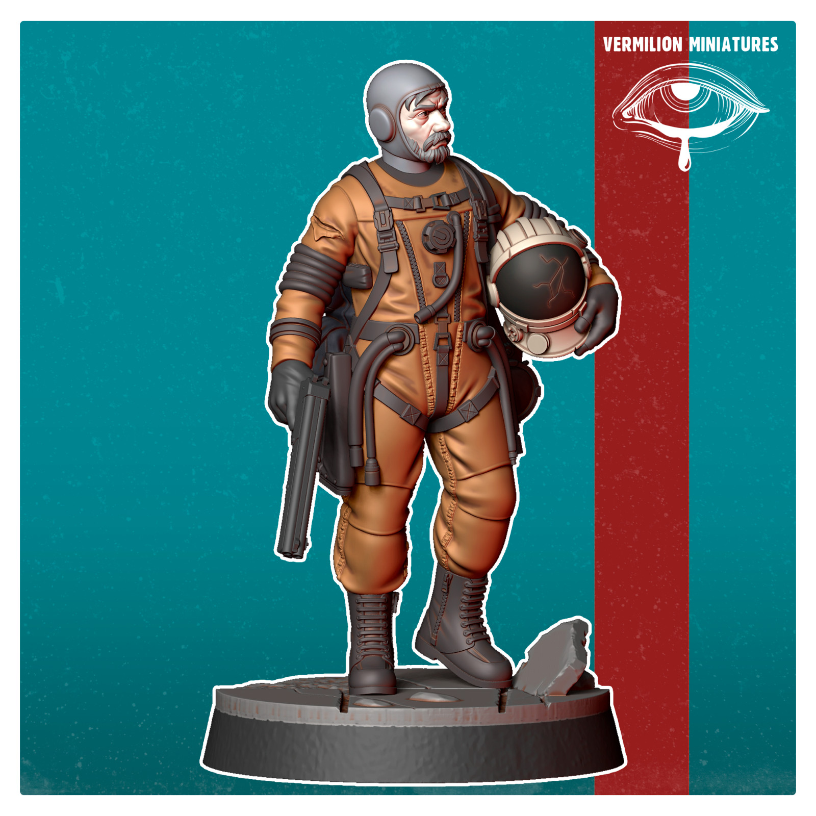 Cosmonaut 4  | Vermillion | Post Apocalypse FWW Wargaming 3D Printed Mini