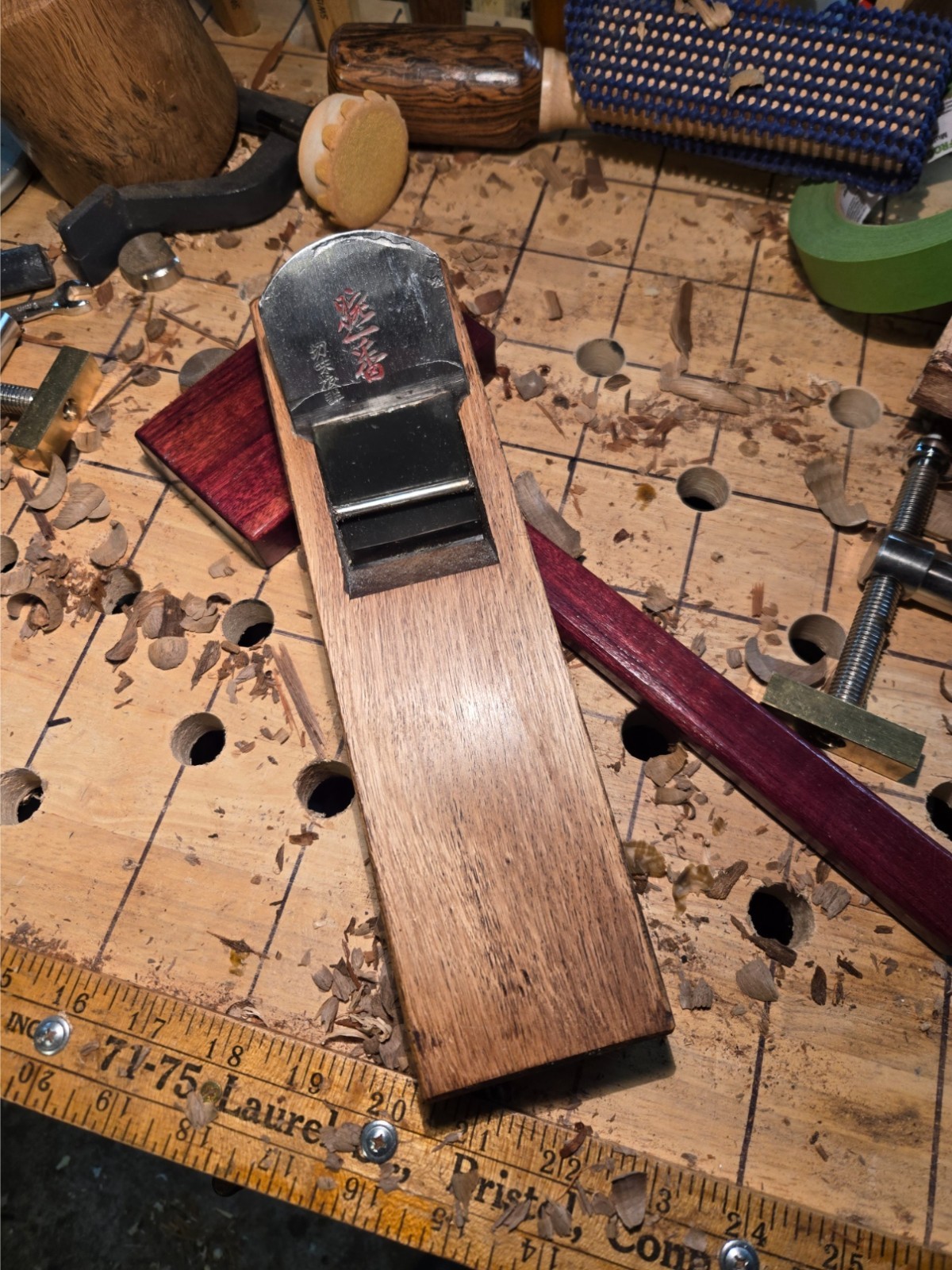 Japanese Smoothing Plane & Purple Heart Setting Hammer, Sharpened to 10000 grit