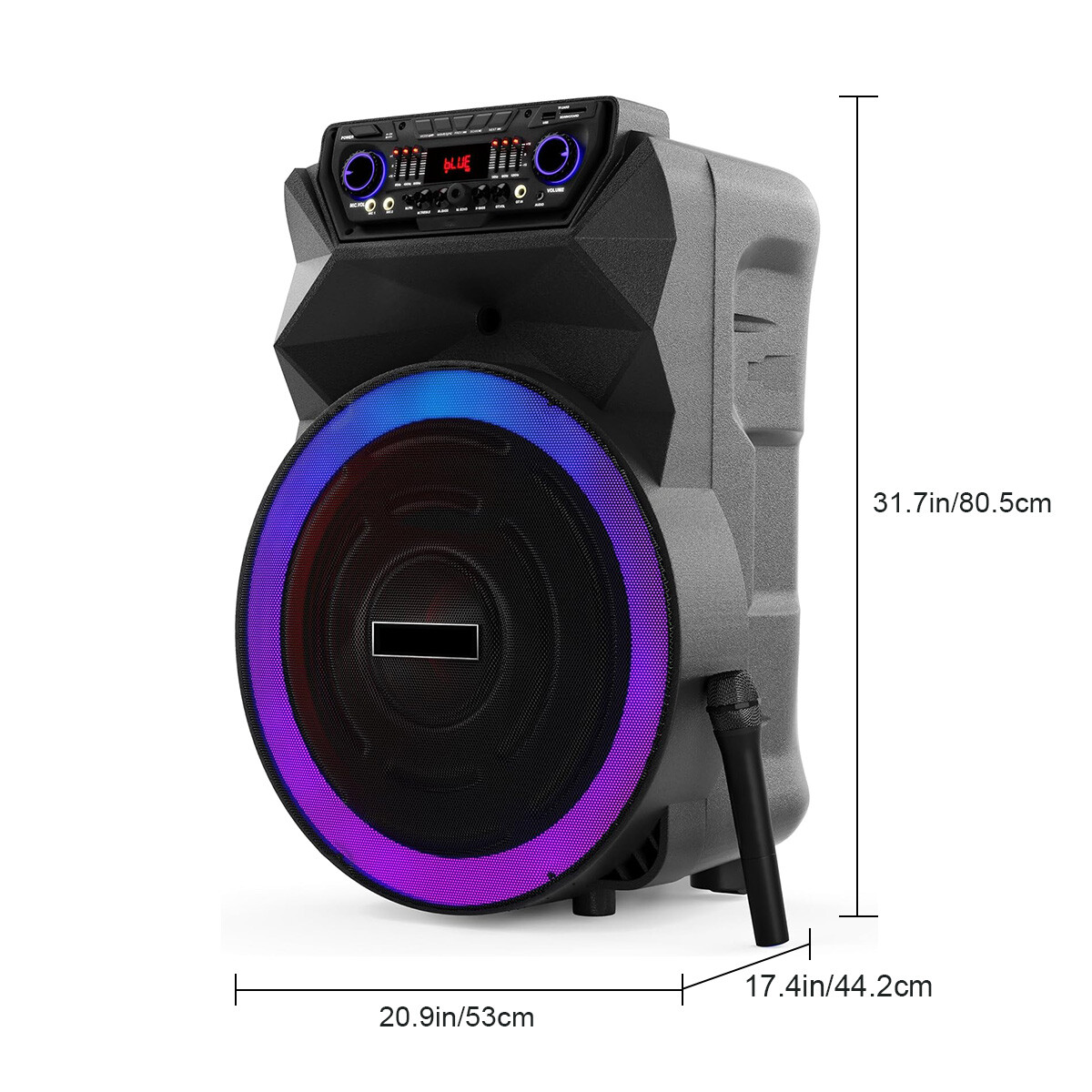 18" 4500W Portable Bluetooth Speaker with Wireless Mic Rechargeable Bass