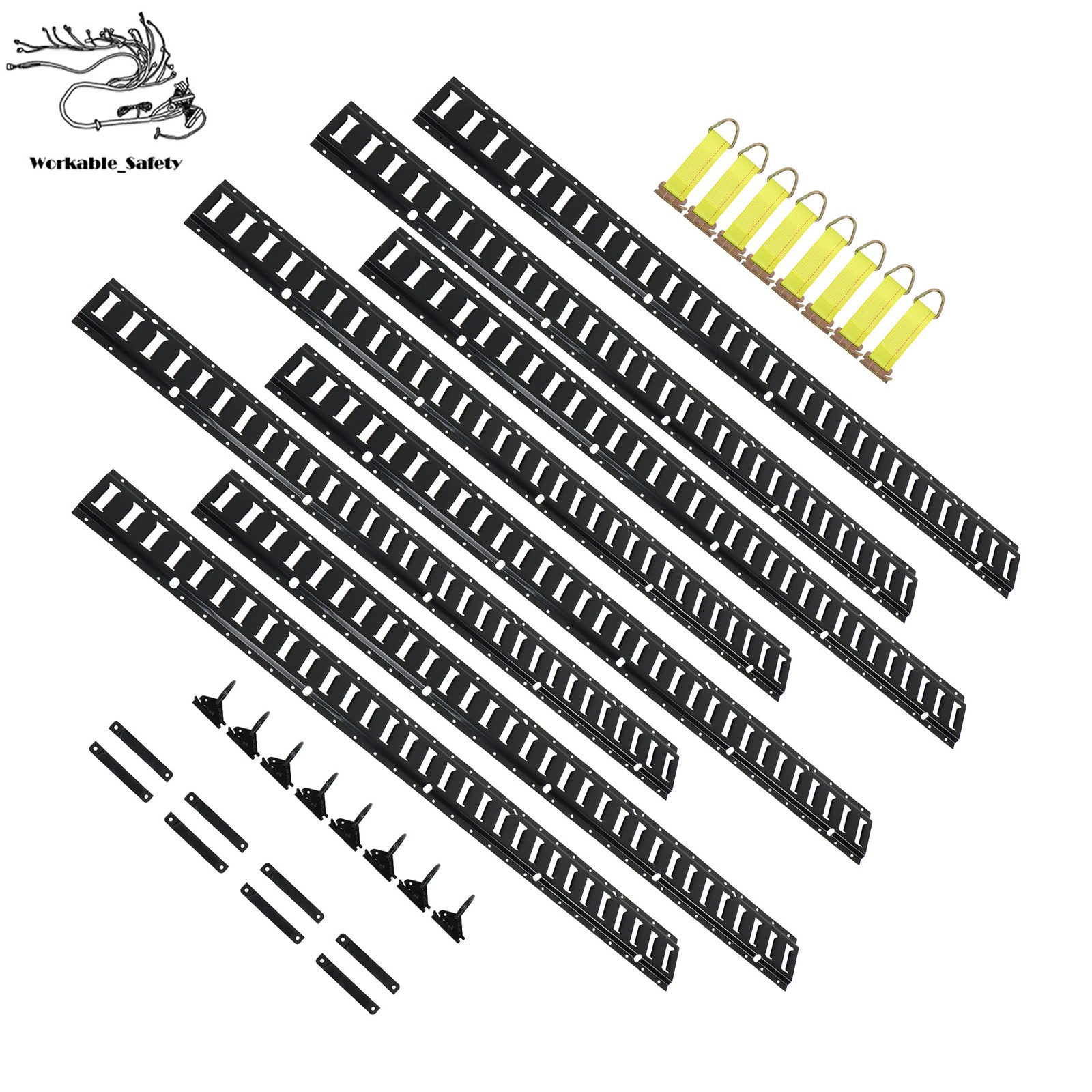 BLK 32 Pack 5 Foot E Track Rails, Powder Coated Steel For Cargo Trailer Tie Down