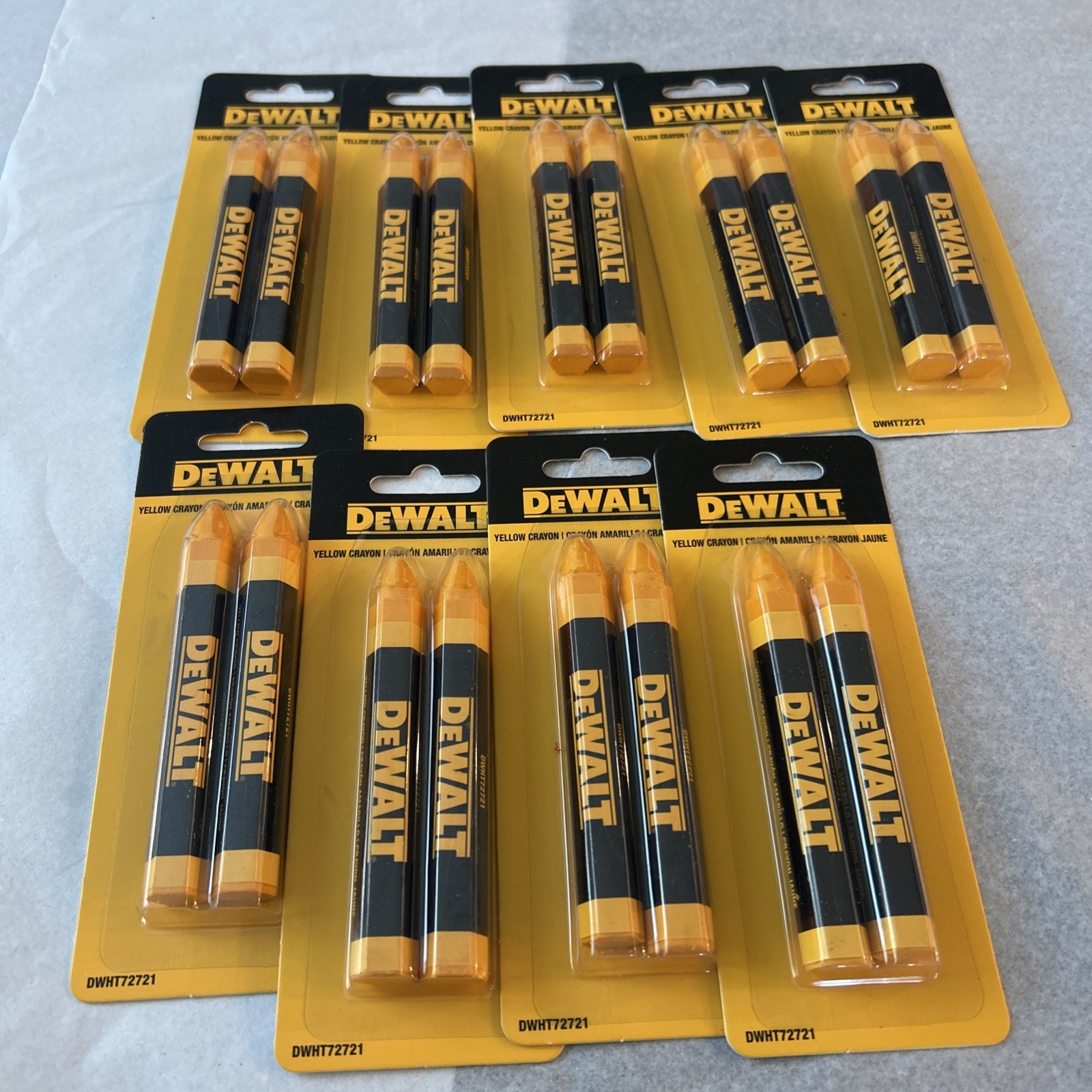 Lot of 9 DeWALT DWHT72721 Yellow Lumber/other Marking Crayons ~ 18 Total
