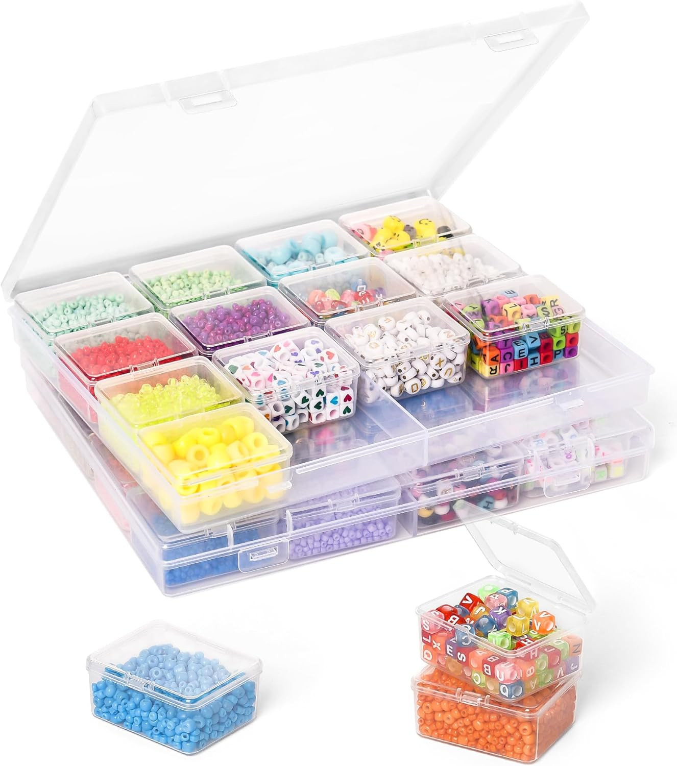 Bead Organizer Box, 32 Pcs Small Clear Bead Organizers and Storage, Plastic S...