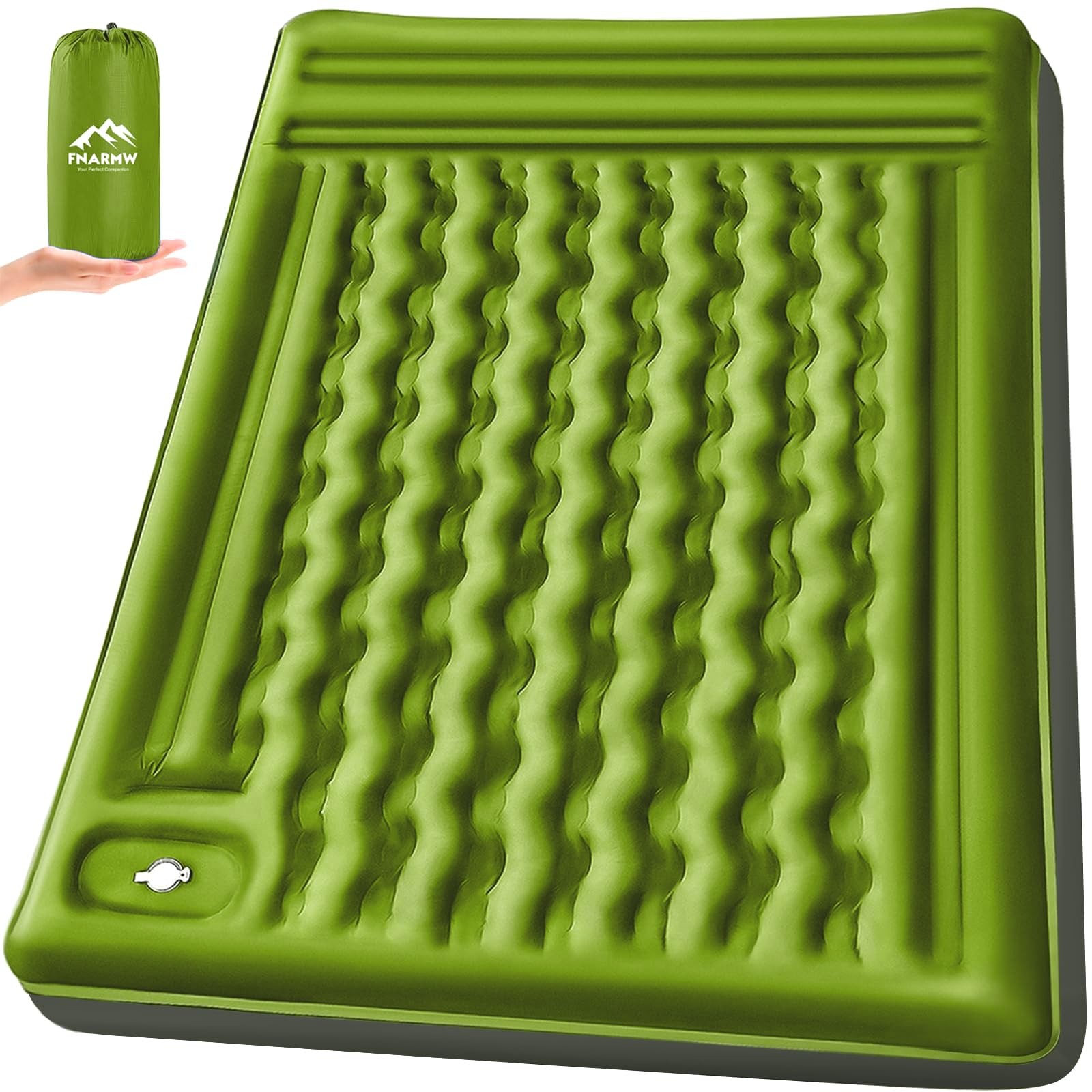 FNARMW Double Sleeping Pad Camping, Self Inflating 6'' Full, Yellow Grey