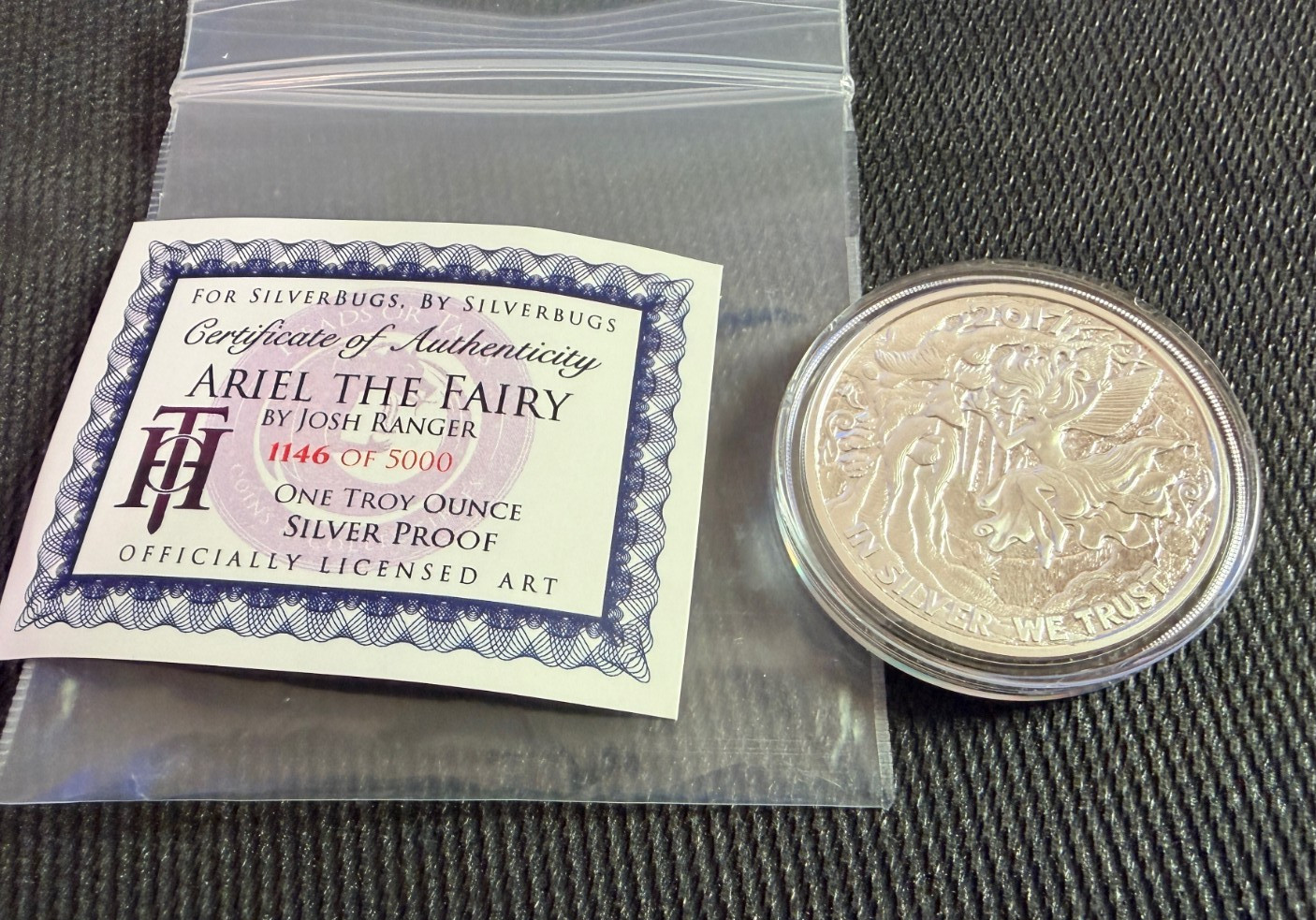 2017 ARIEL THE TREE FAIRY 1 OZ  PROOF .999 FINE SILVER VINTAGE LIMITED EDITION