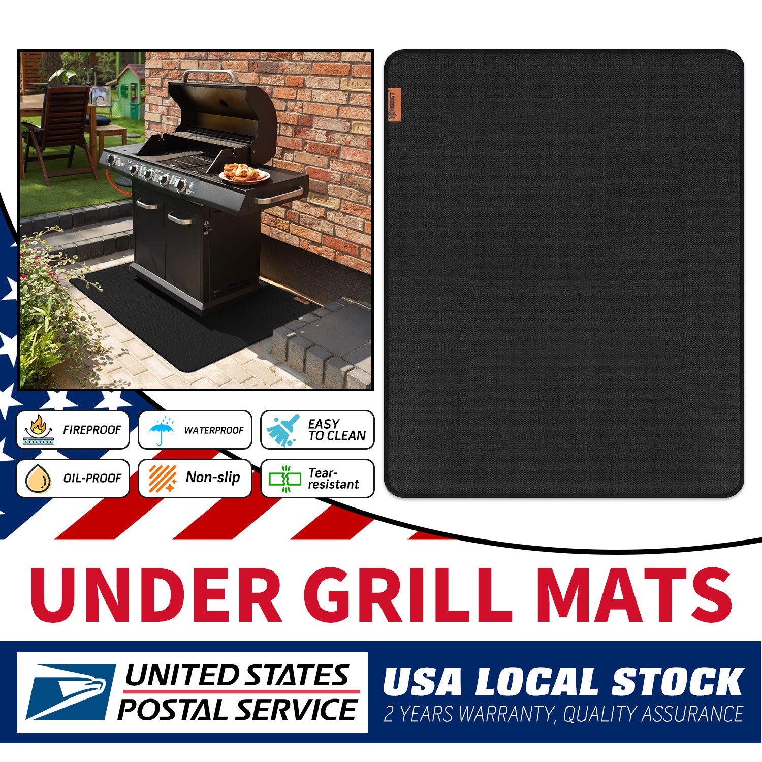 Fireproof Under Grill Mat 60"x48" Protector for Outdoor Smoker Decks and Patios