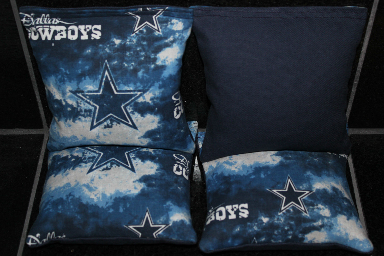 4 ALL WEATHER CORNHOLE BEANBAGS made w DALLAS COWBOYS Fabric ACA Reg Bags
