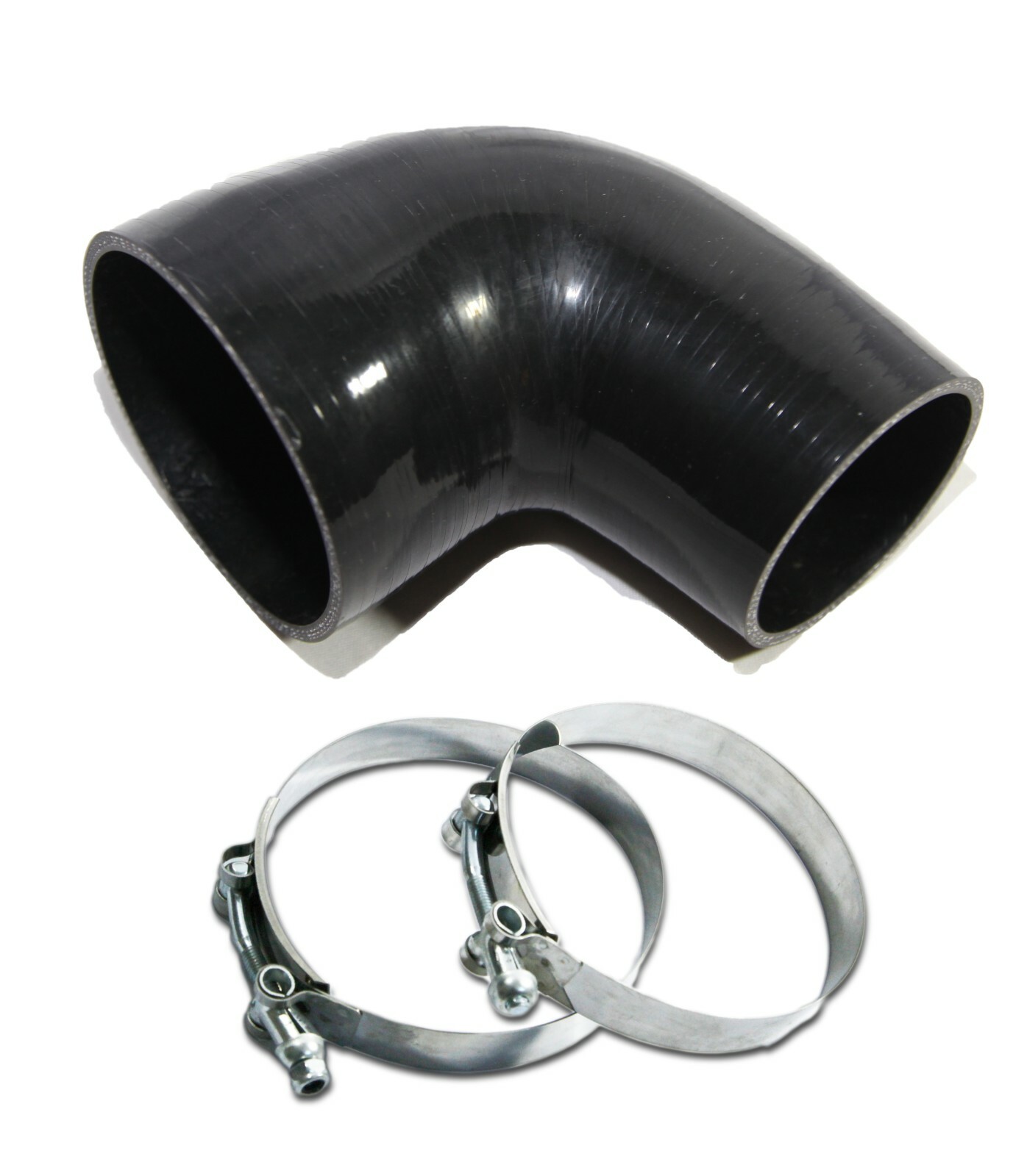 For Reducer 4" to3" 90degree Silicone hose COUPLER turbo intercooler BLACK+CLAMP