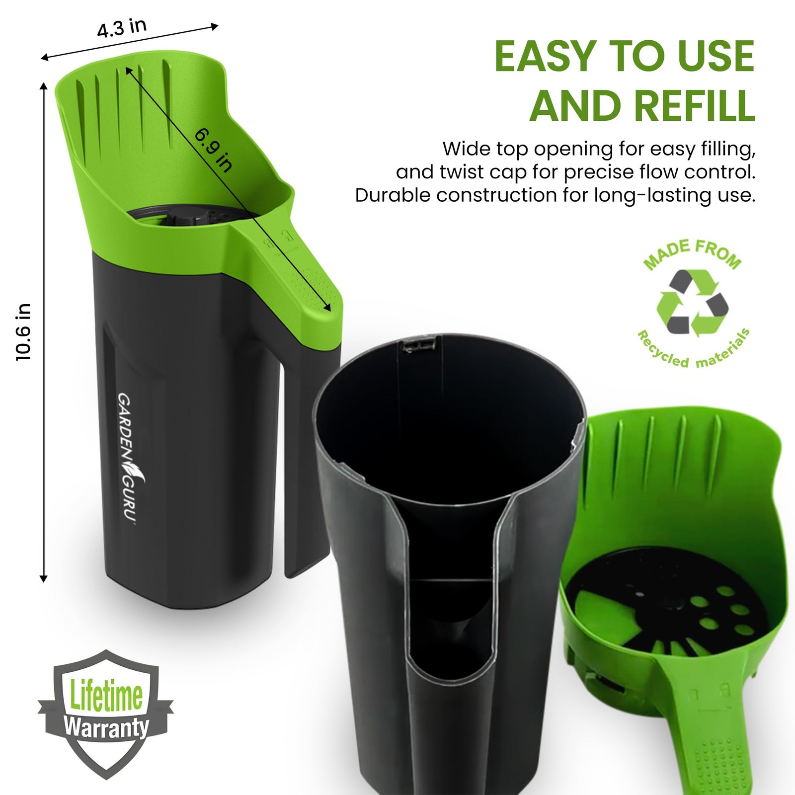 Garden Guru Handheld Seed Spreader Shaker – Multi Use Grass 1 Pack, Green