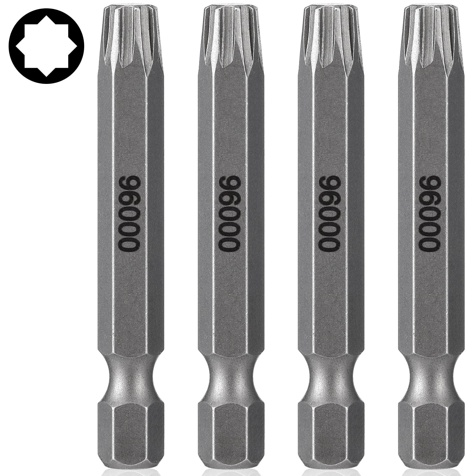 4pcs Spider Driver Bits, 8 point star bit 2" length bits S2 Steel Bit with Ma...