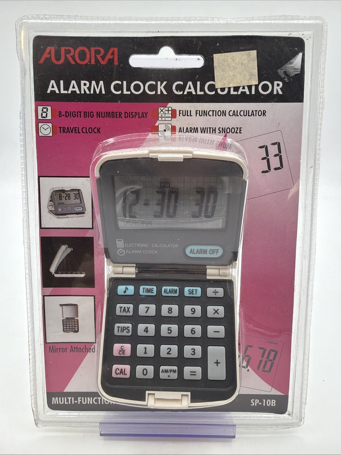 Aurora Electronic Calculator Alarm Clock - Big Number Display - SP-10B - Mirror