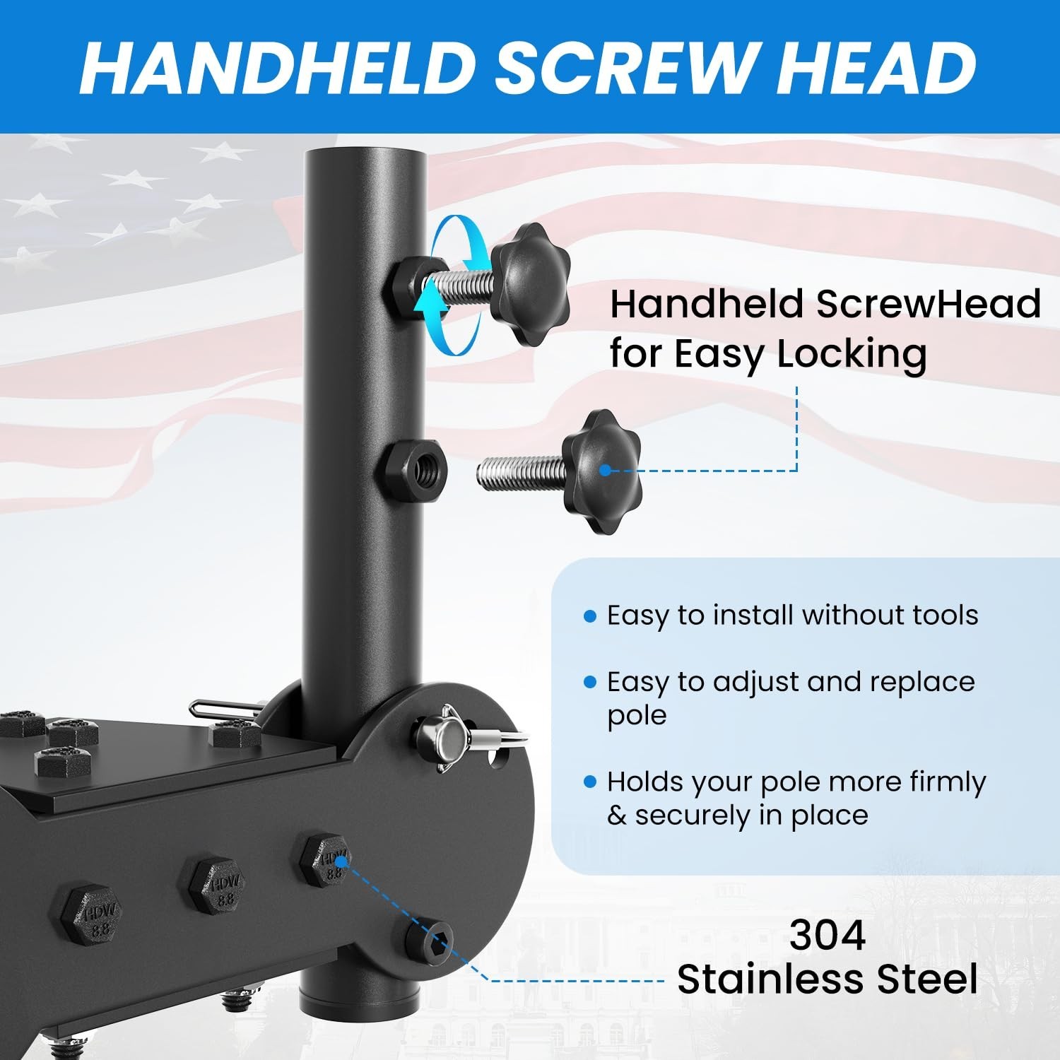Adjustable Angle Double Hitch Mount Flagpole Holder | All Metal Durable , Fit...