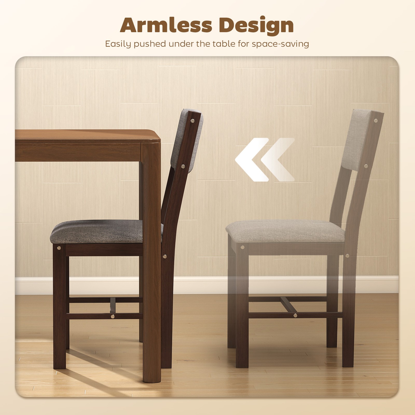 Dining Chairs Set of 4, Linen Upholstered Kitchen Chairs, Gray