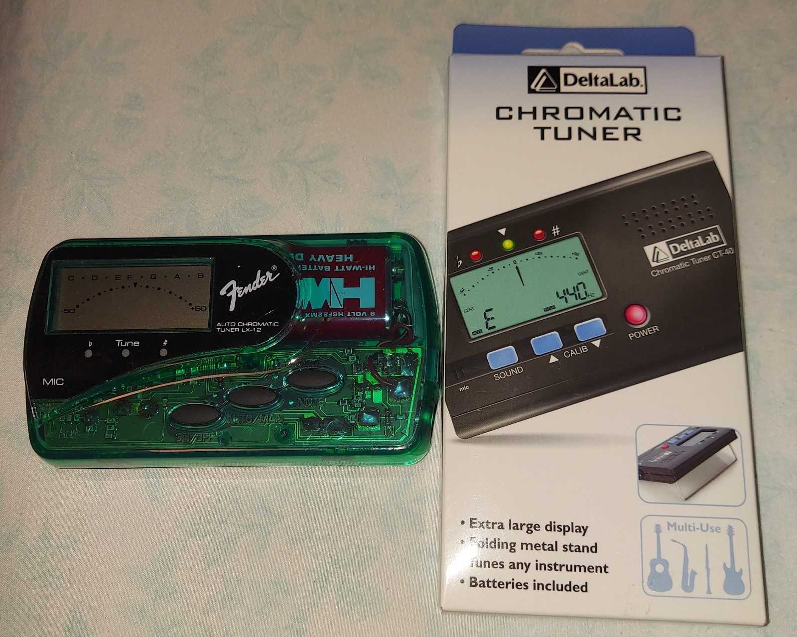 Lot Of 2 DeltaLab Chromatic Tuner CT-40 & Fender Auto Chromatic Tuner LX-12
