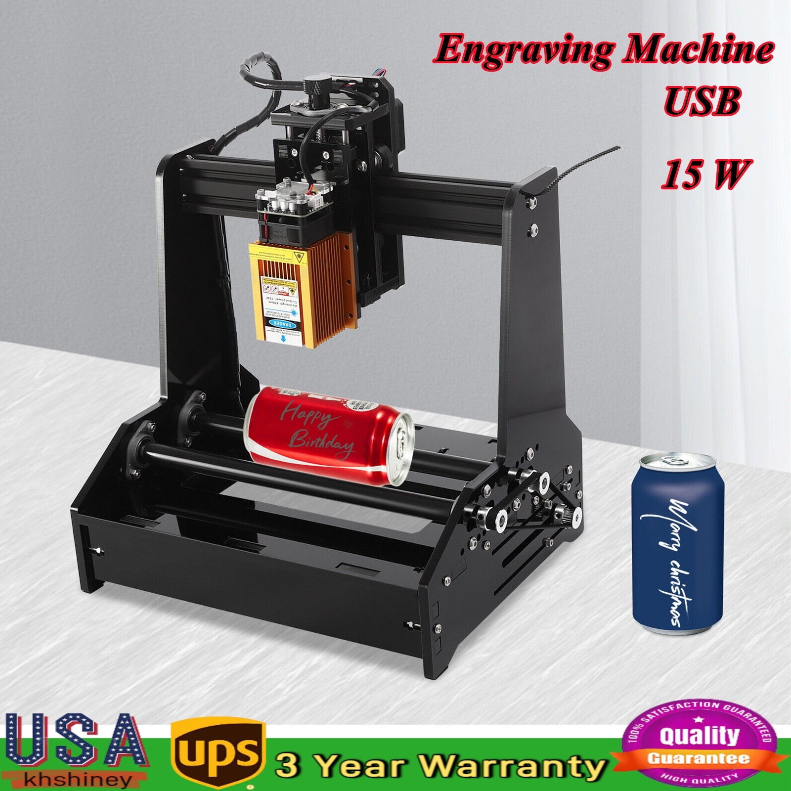 Portable 15W Cylindrical Laser Engraving Machine Desktop Metal Engraver Printing