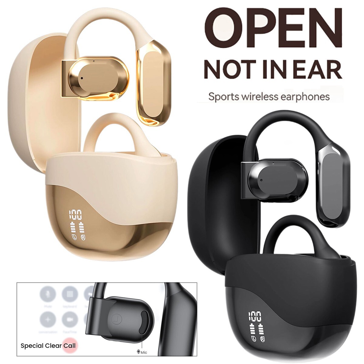 Wireless Bluetooth Earbuds Open Ear Headphones For Samsung A06 A07 A16 A17 A26