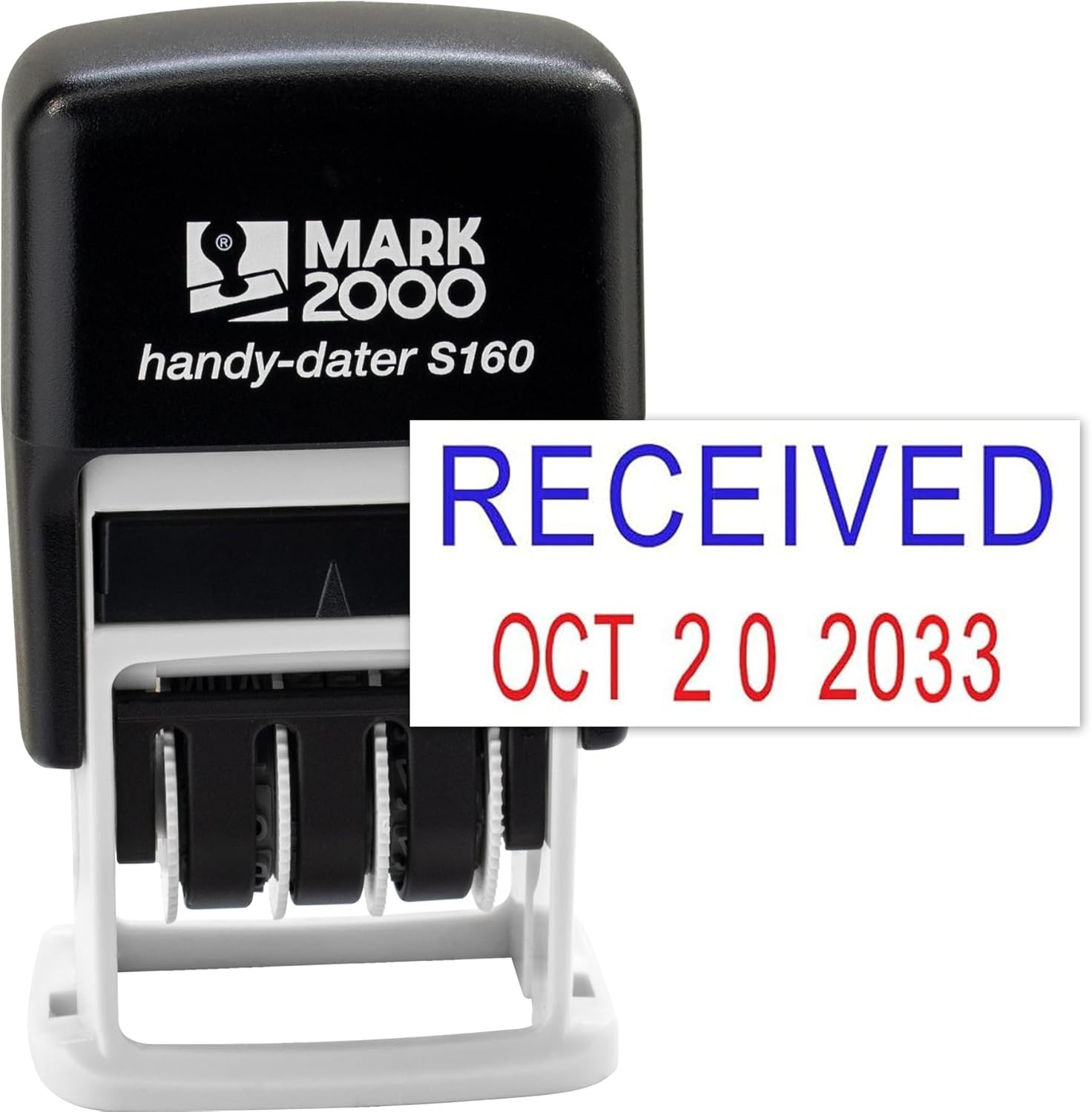 Mark 2000 Self-Inking Rubber Date Office Stamp with Received Phrase Blue Ink