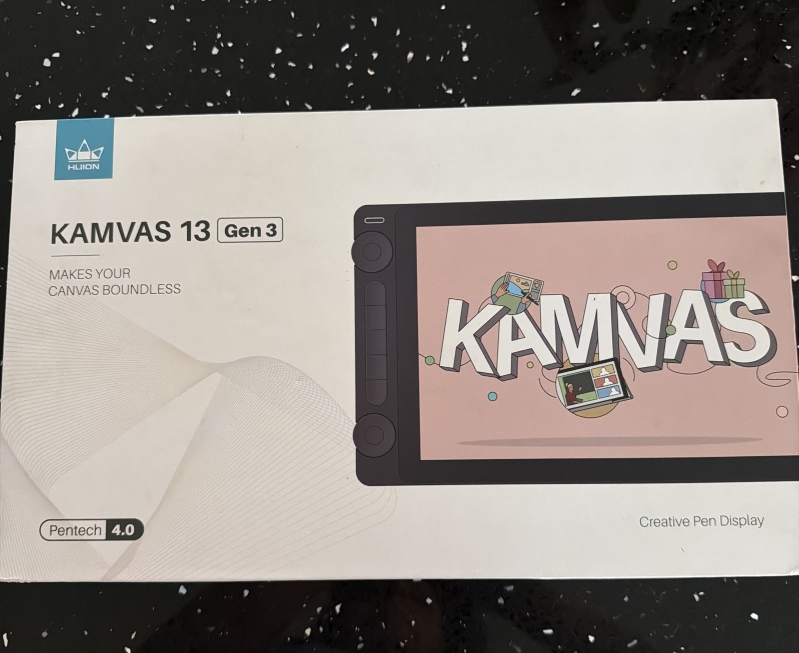 HUION Kamvas 13 (Gen 3) 13.3" Drawing Tablet Pen Display PenTech 4.0 Black Stand