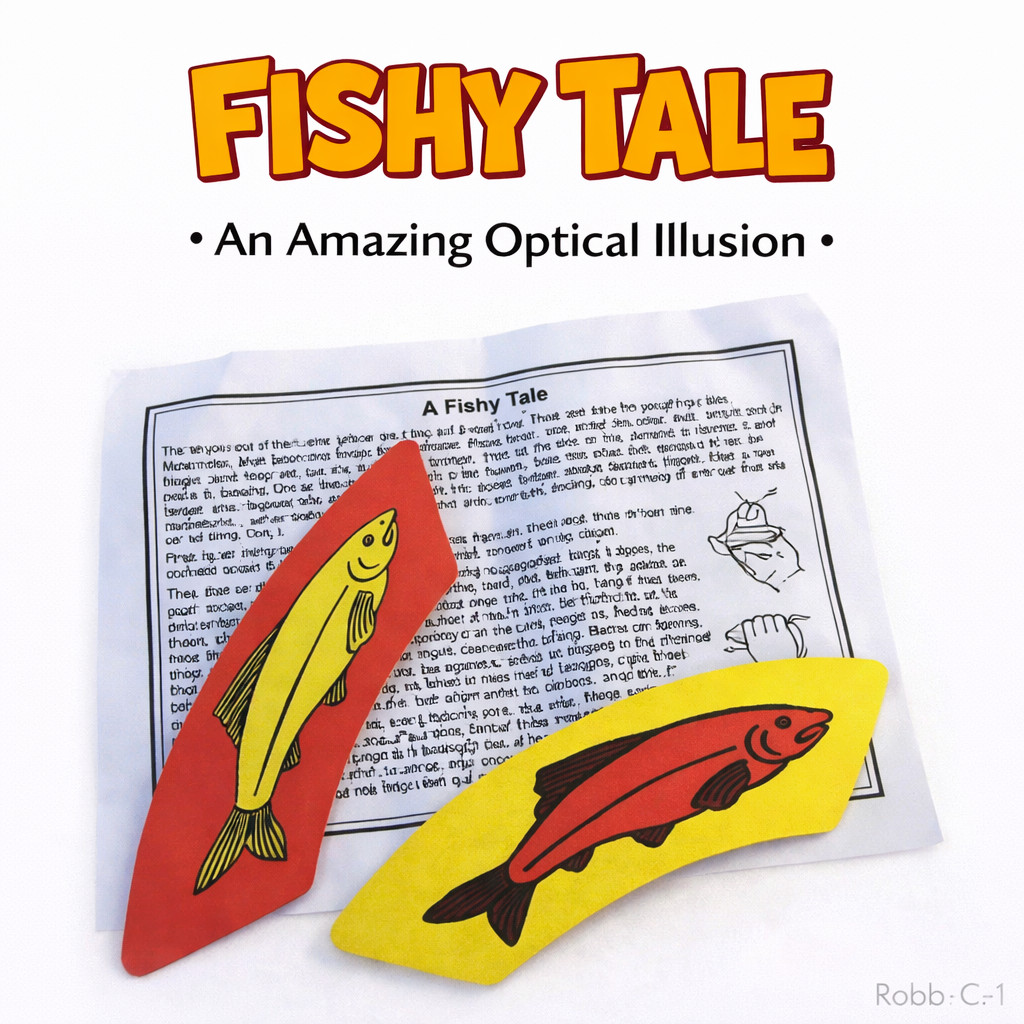 FISHY TALE Cat Fish Magic Trick Cards Gag Beginner Puzzle Illusion Toy Close Up