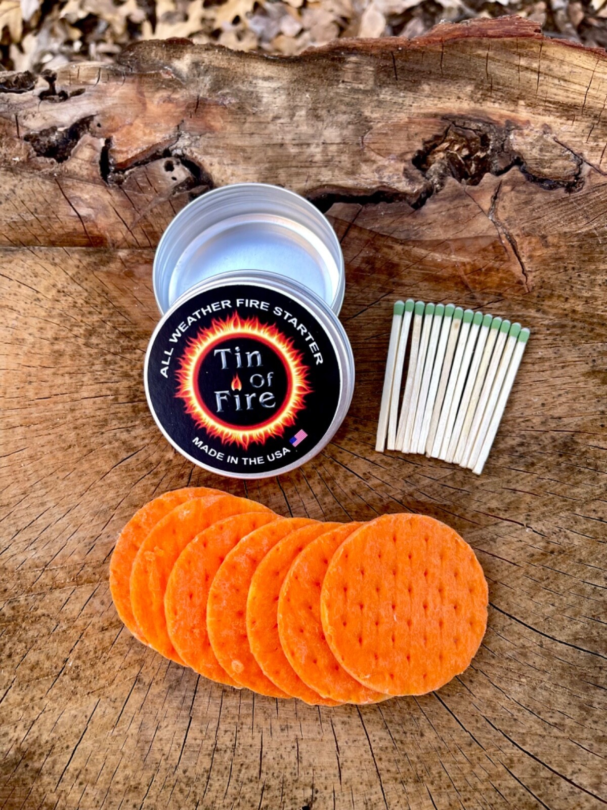 Tin Of Fire All Weather Fire Starter Wafers Camping Hunting Survival Backpack