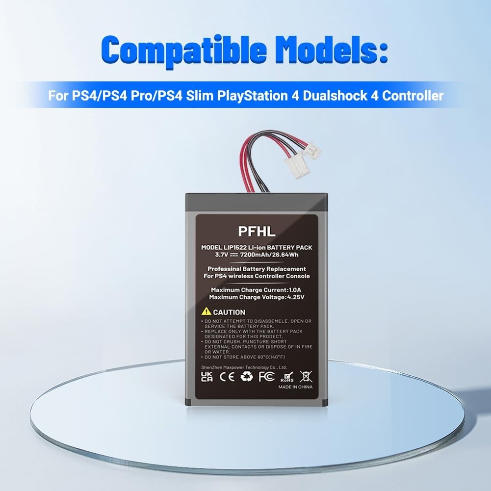 2 Pack High Capacity 7200mAh PS4 Controller Battery Upgrade + Repair Tool Kit