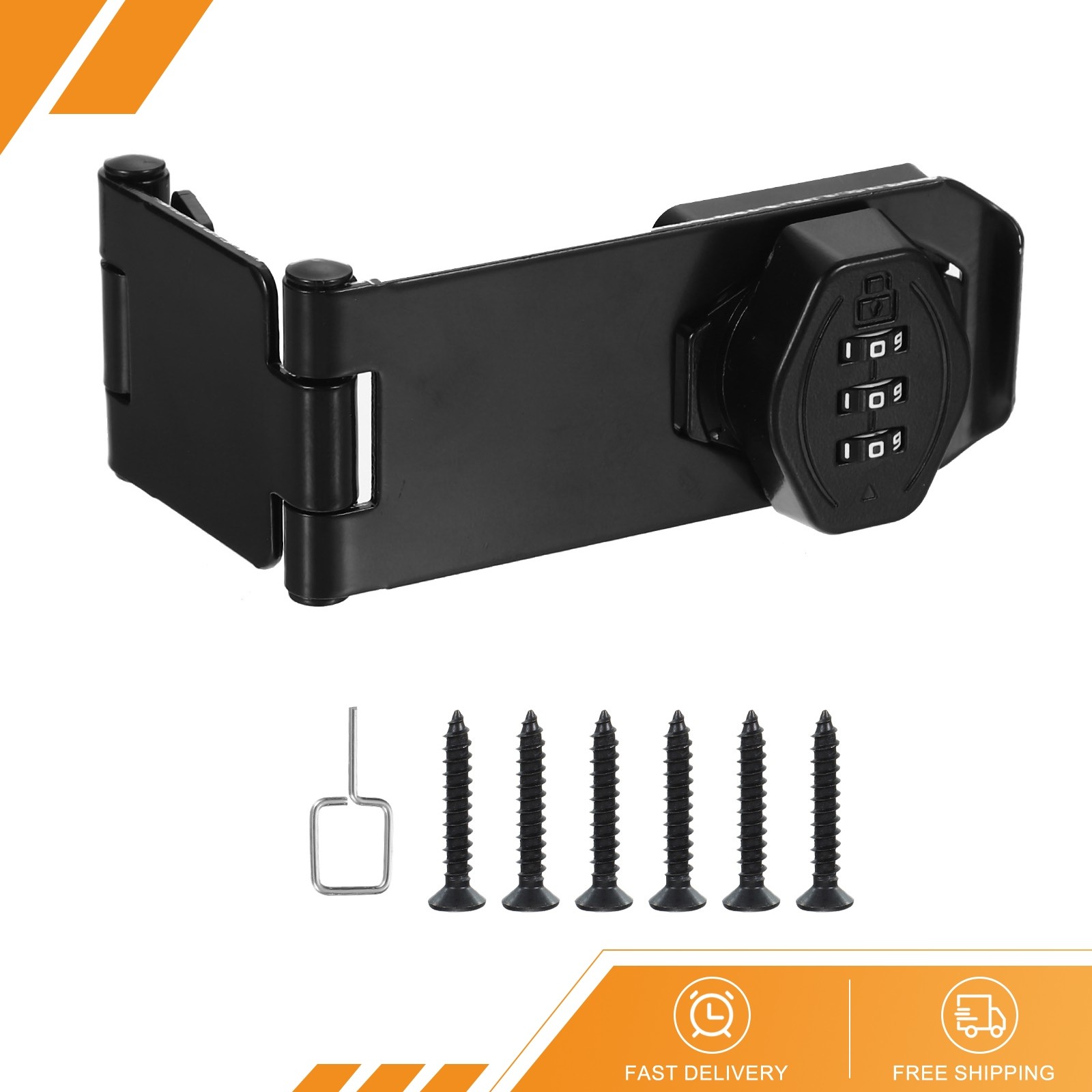 Combination Rotary Hasp Locks Security Door Latch 3 Digits Password Black