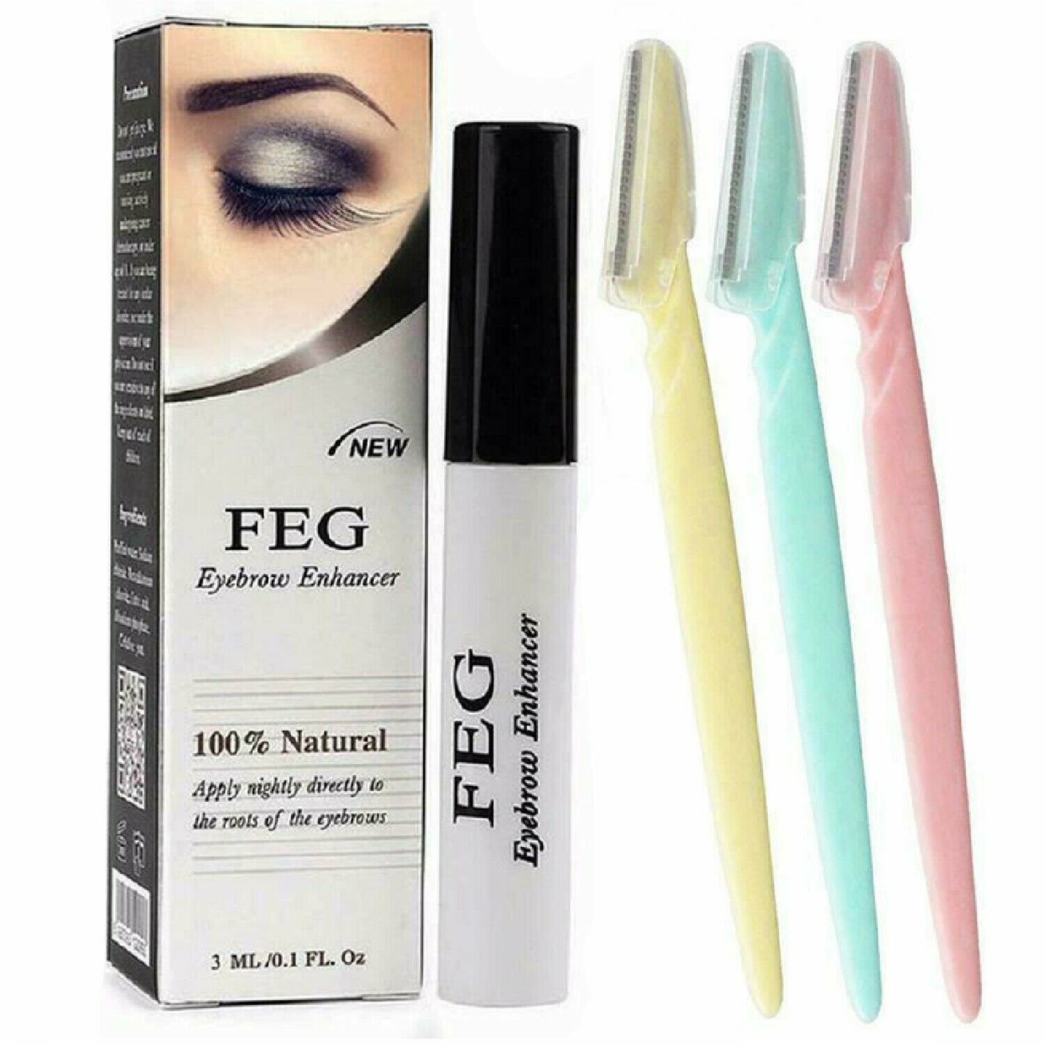 Exclusive Eyebrow Serum & Enhancer with Bonus Brow Razors (3 Pack)