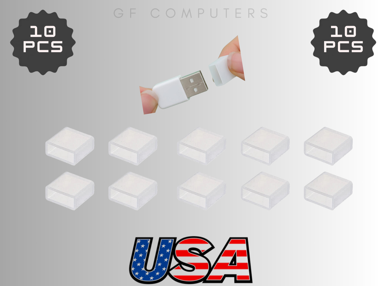 New 10x USB A Dust Cap Covers – Port Stopper Plug, Clear Plastic Shield