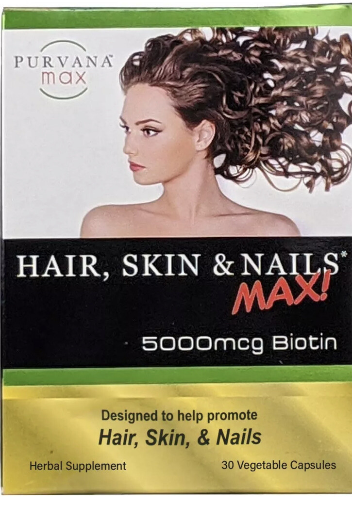 Purvana Max  Hair, Skin & Nails 30 veg.caps Fast Free Shipping