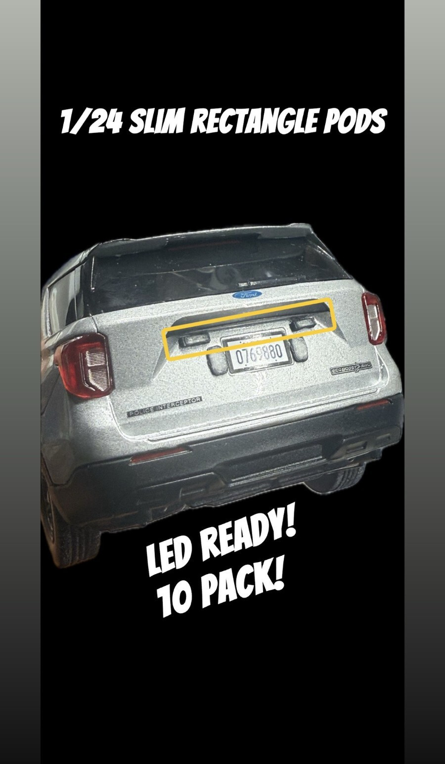 1/24 1/18 LED READY SLIM RECTANGLE LIGHT PODS POLICE MODEL CAR 10 PACK