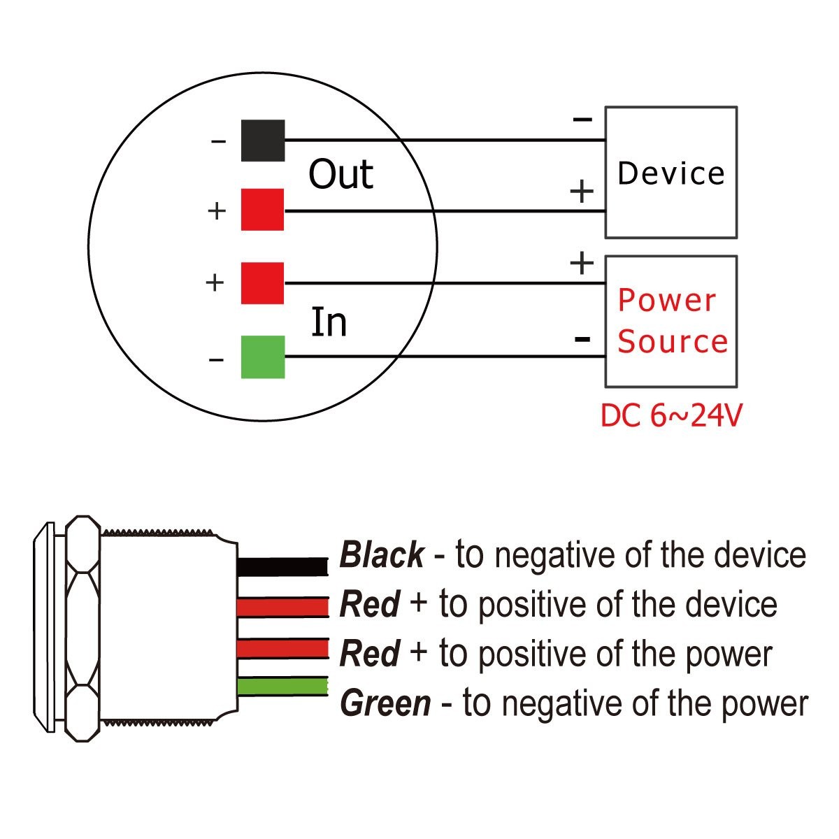 Touch Switch UT19T2 Stepless Dimming Switch DC 6V to 24V Blue LED Suitable fo