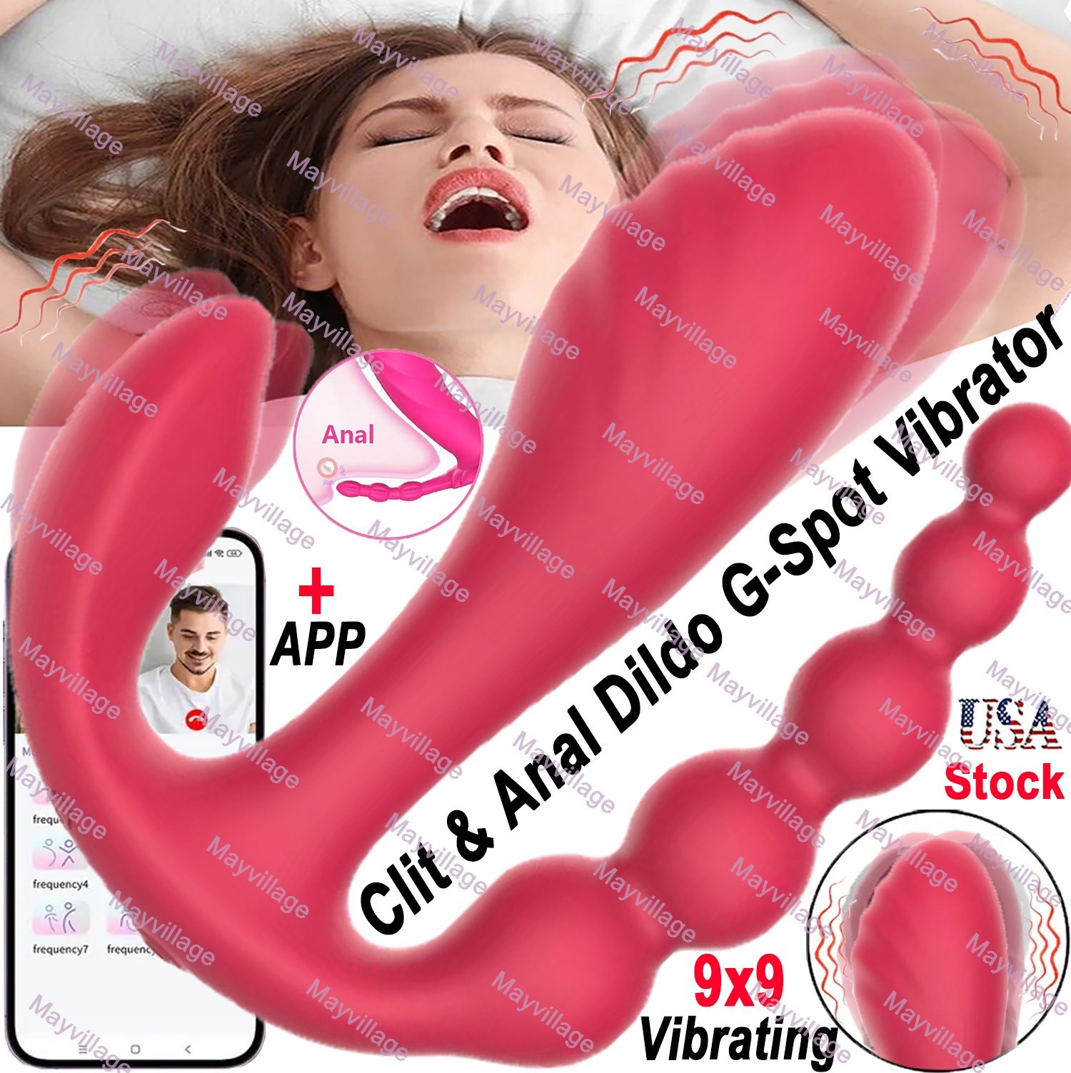 Vibrating Dildo Anal G Spot Rabbit Vibrator Clit Massager Sex Toys For Women Men