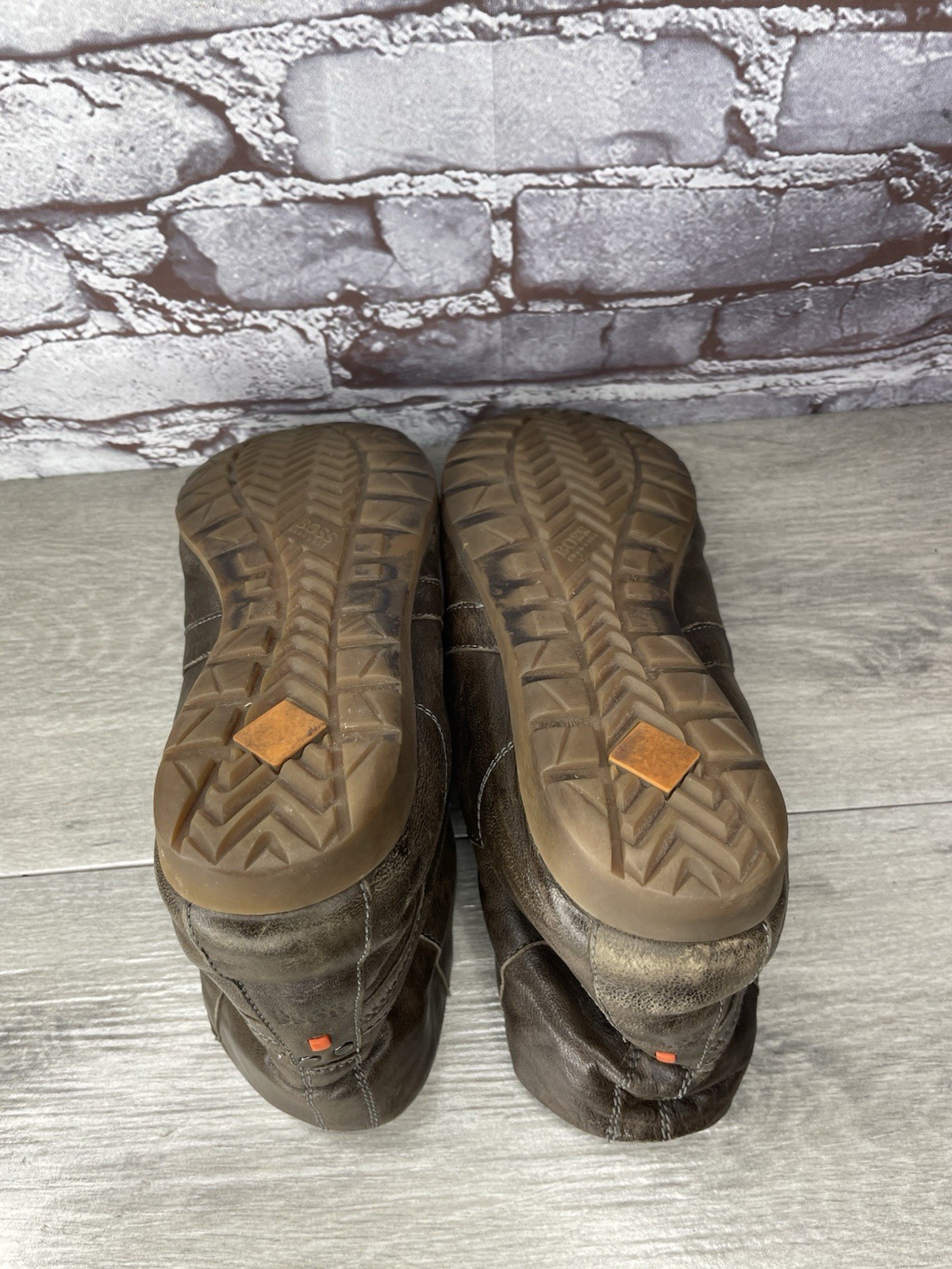 Hugo Boss Men Sz 43 US 10 Brown Leather High Top Fashion Lace Up Sneakers Shoes