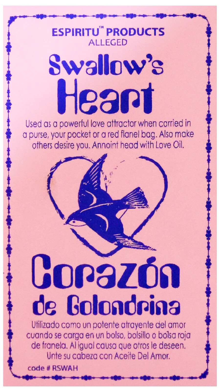 SWALLOW'S HEART FAUX- CORAZÓN DE GOLONDRINA.