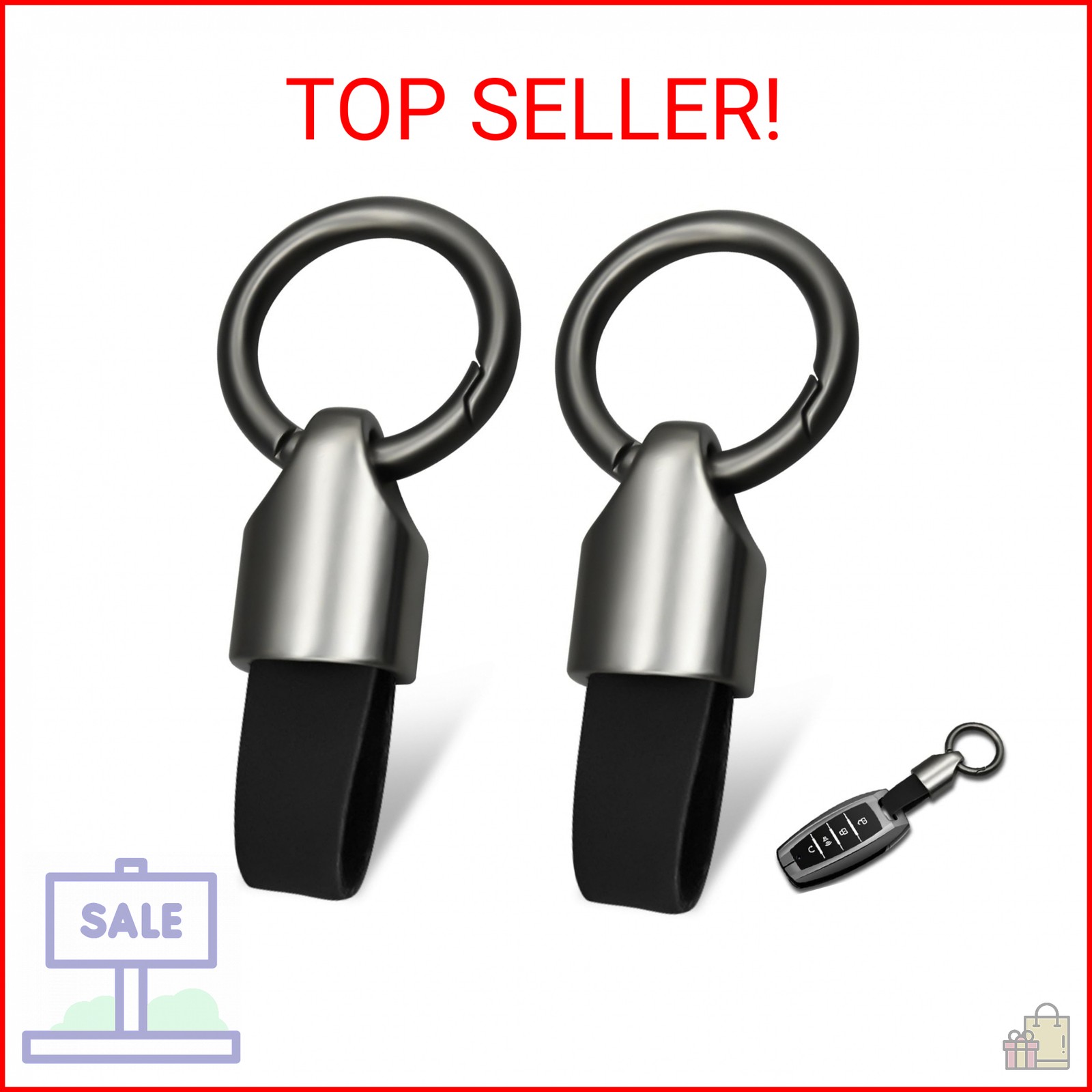 2Pcs Car Key Chain Clip, Leather Keychain Key Fob Keychain, Key Chain Rings for