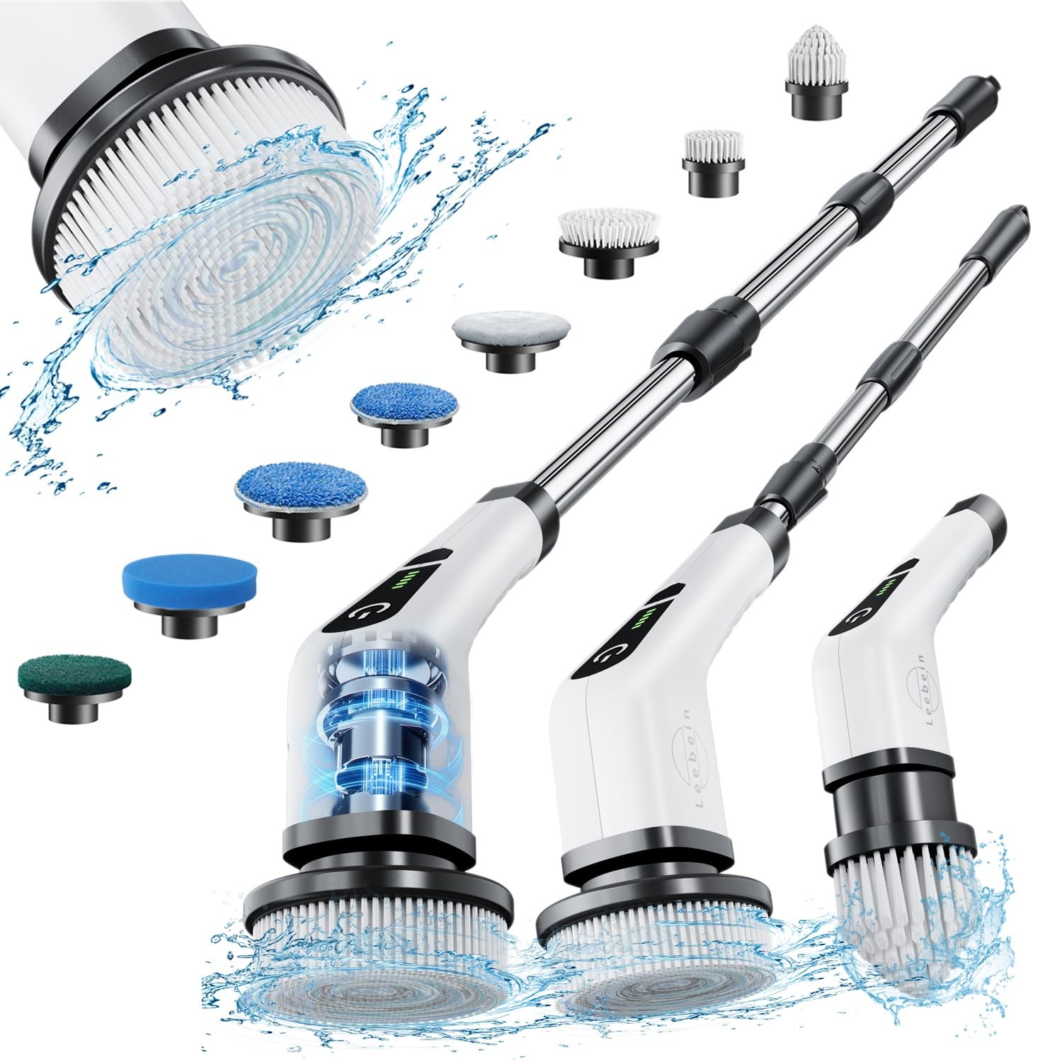 Leebein Electric Spin Scrubber, Cordless Cleaning Brush with 8 Replaceable Brush
