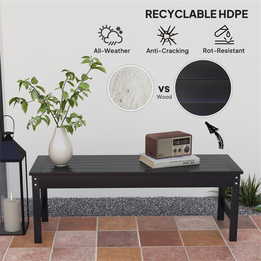 Outdoor Bench Recyclable HDPE Structure Resists Weather and UV